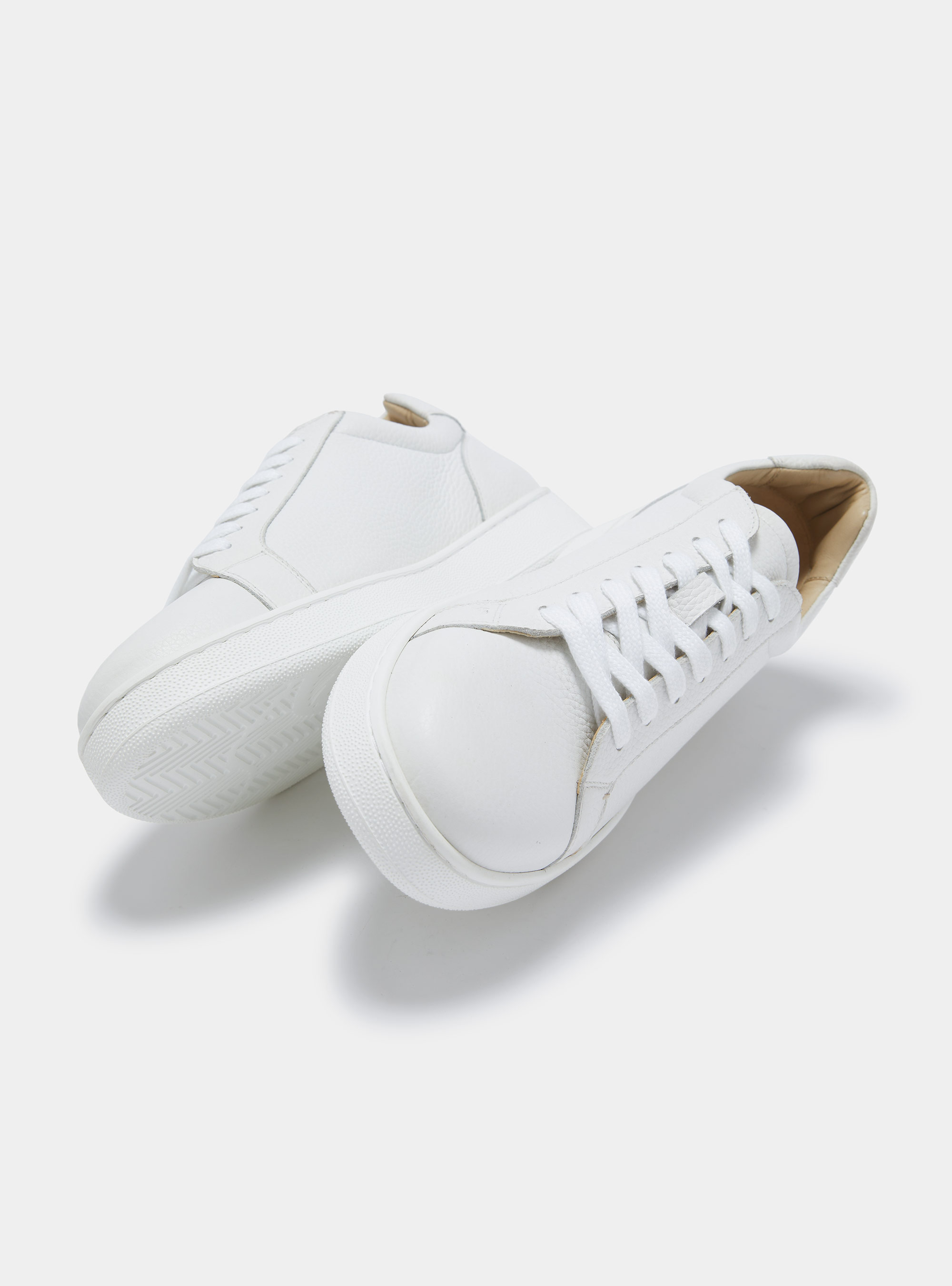 Grained nappa sneakers, WHITE