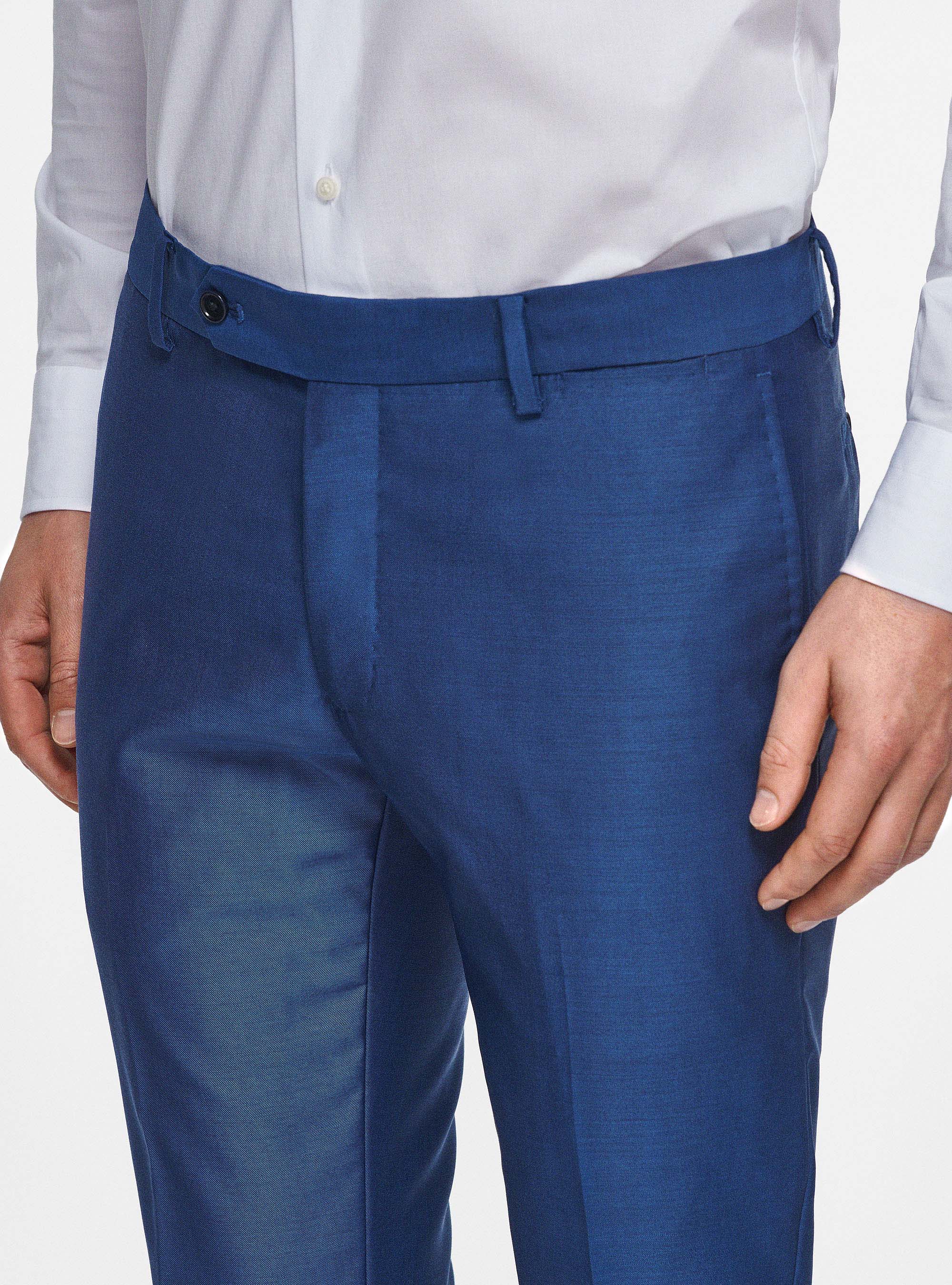 Trousers in pure 110's superfine wool, BLUE