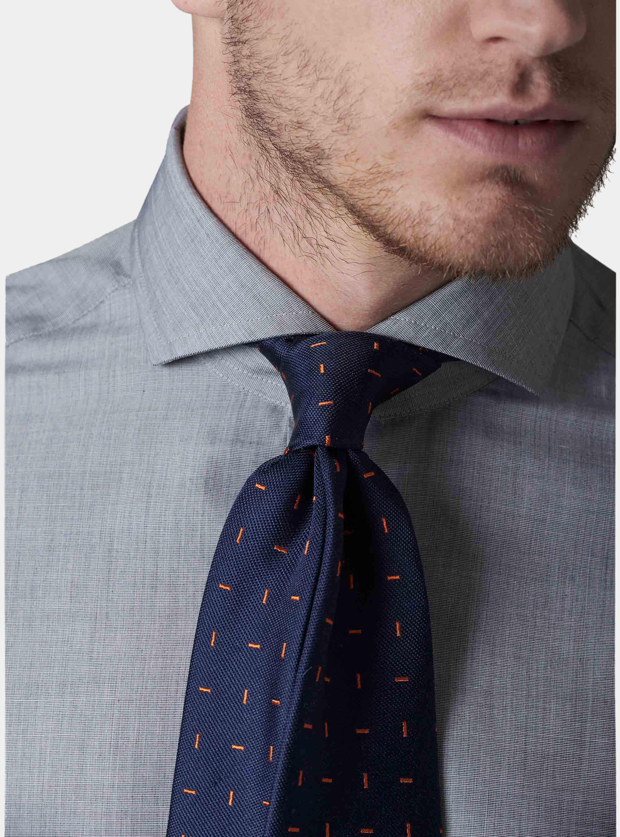 "Fil a fil" french collar shirt, LIGHT GREY MELANGE