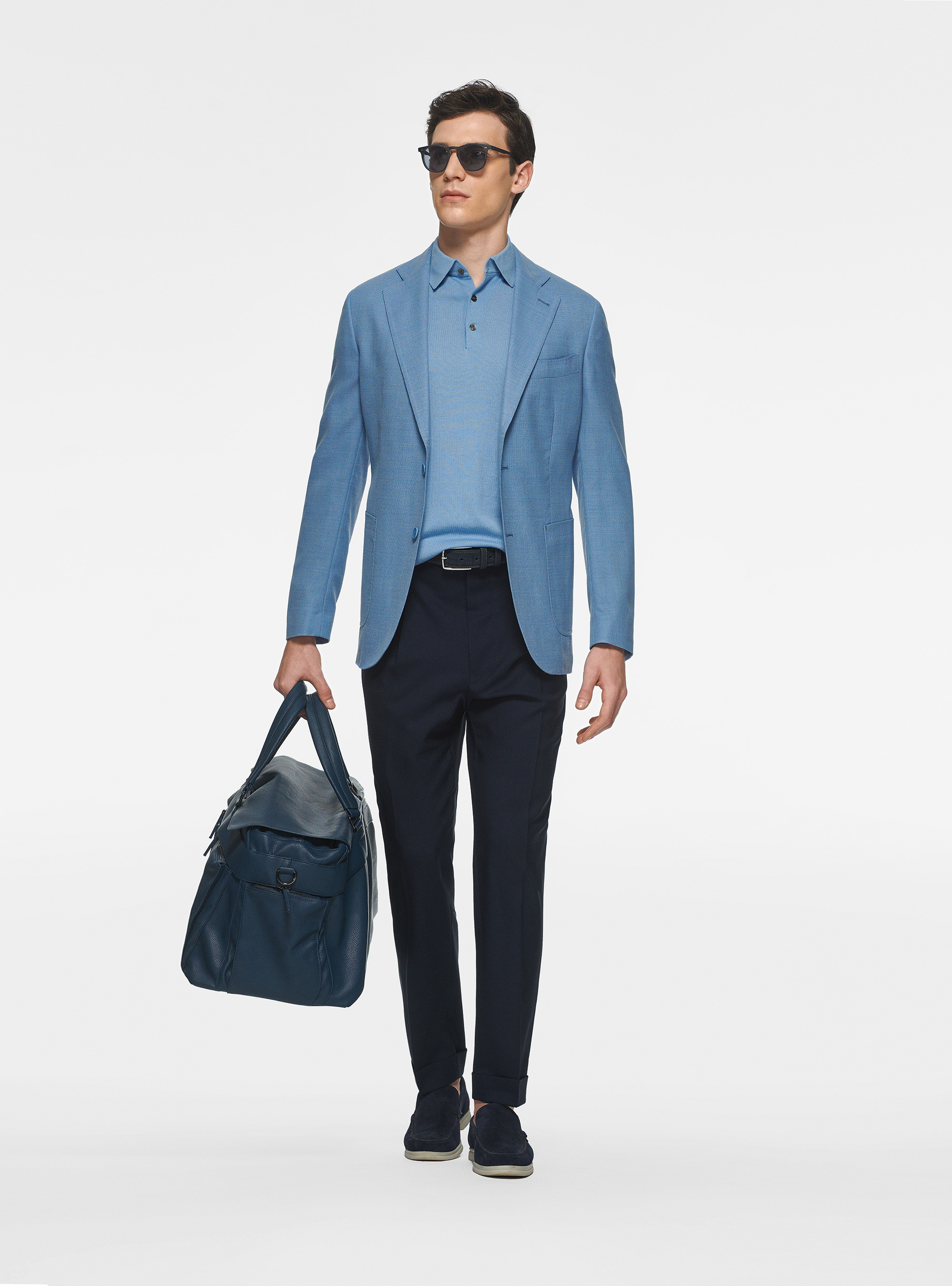 Pure wool hopsack blazer, LIGHT BLUE