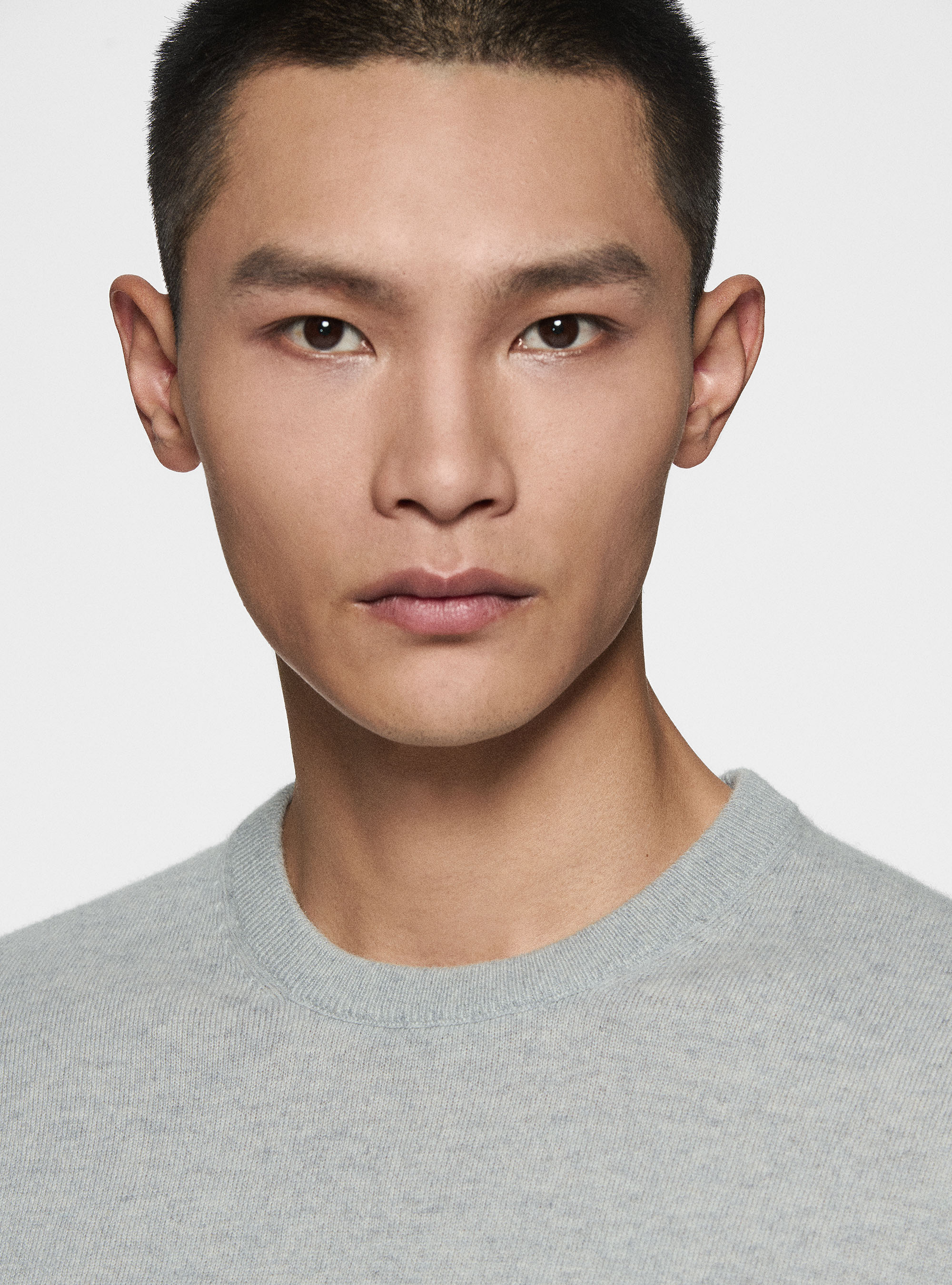 Cashmere crew-neck sweater, LIGHT GREY MELANGE