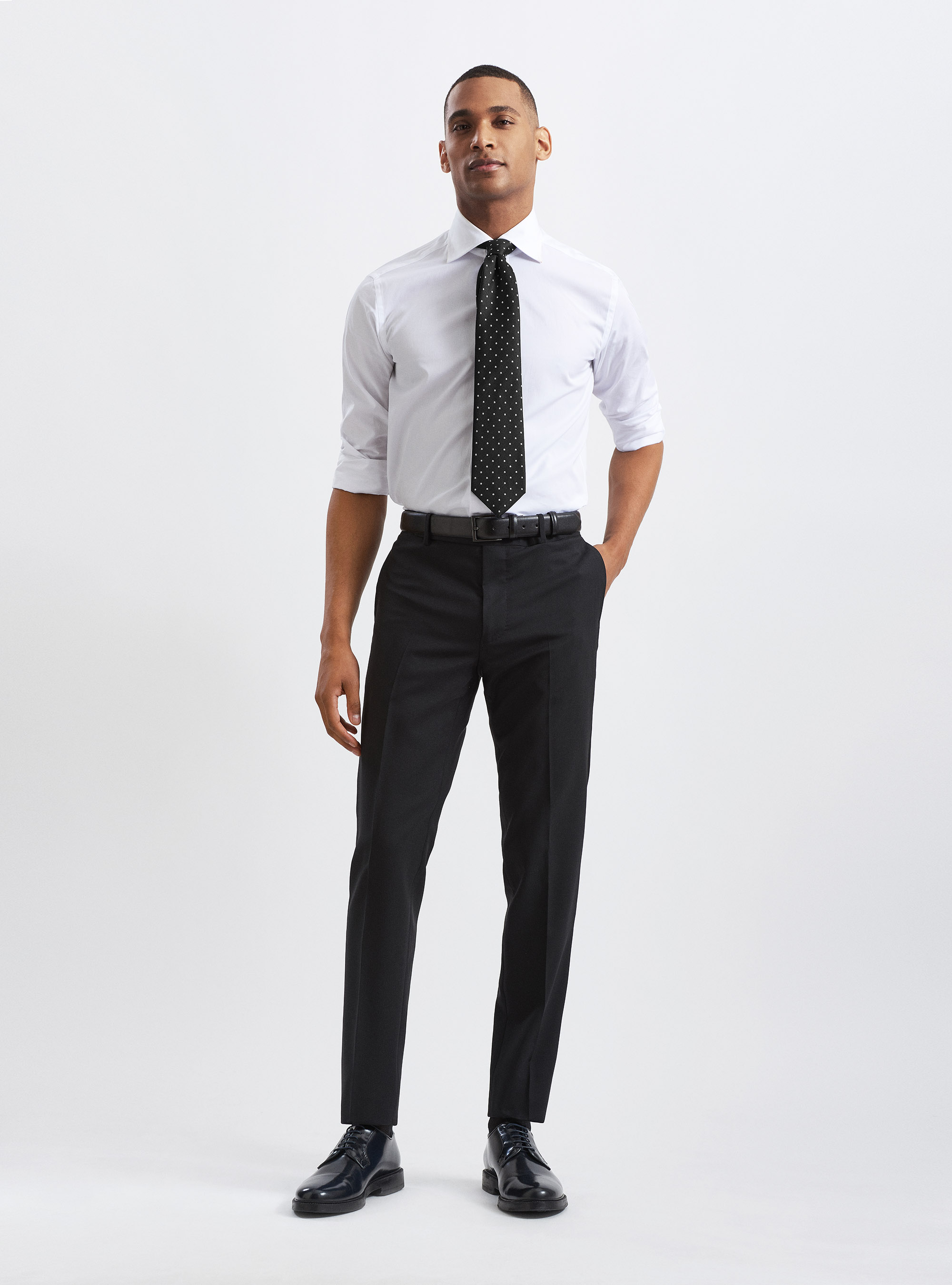 Pure wool suit trousers woven by Vitale Barberis Canonico, BLACK
