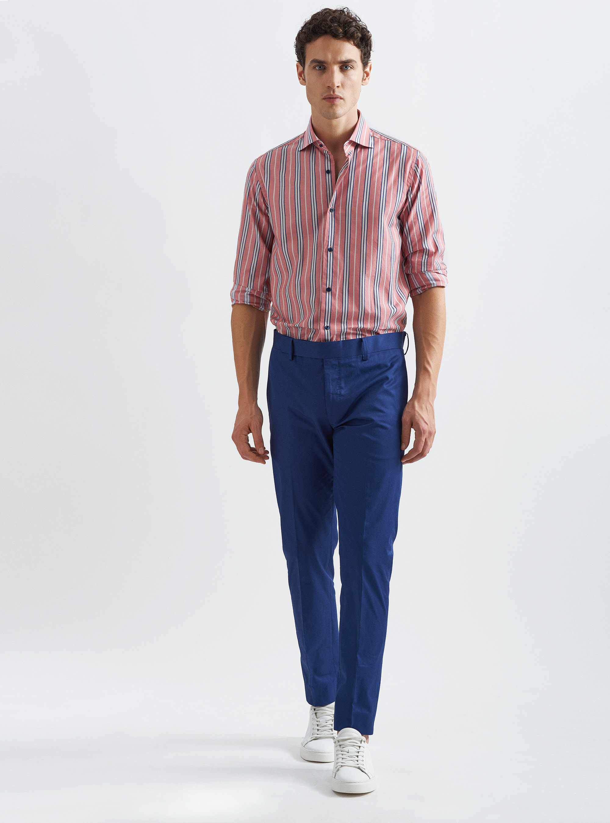 Pure cotton suit trousers, BLUE