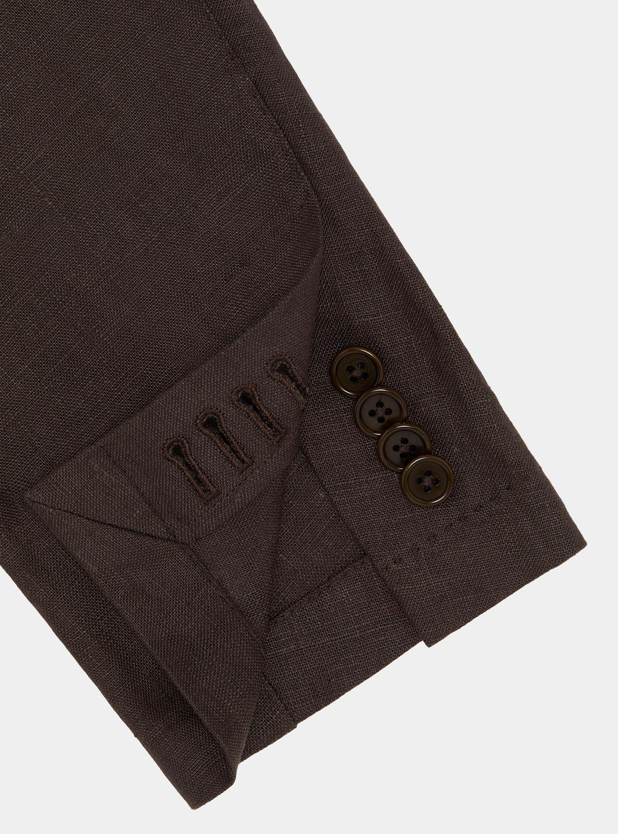 Pure linen suit blazer, BROWN