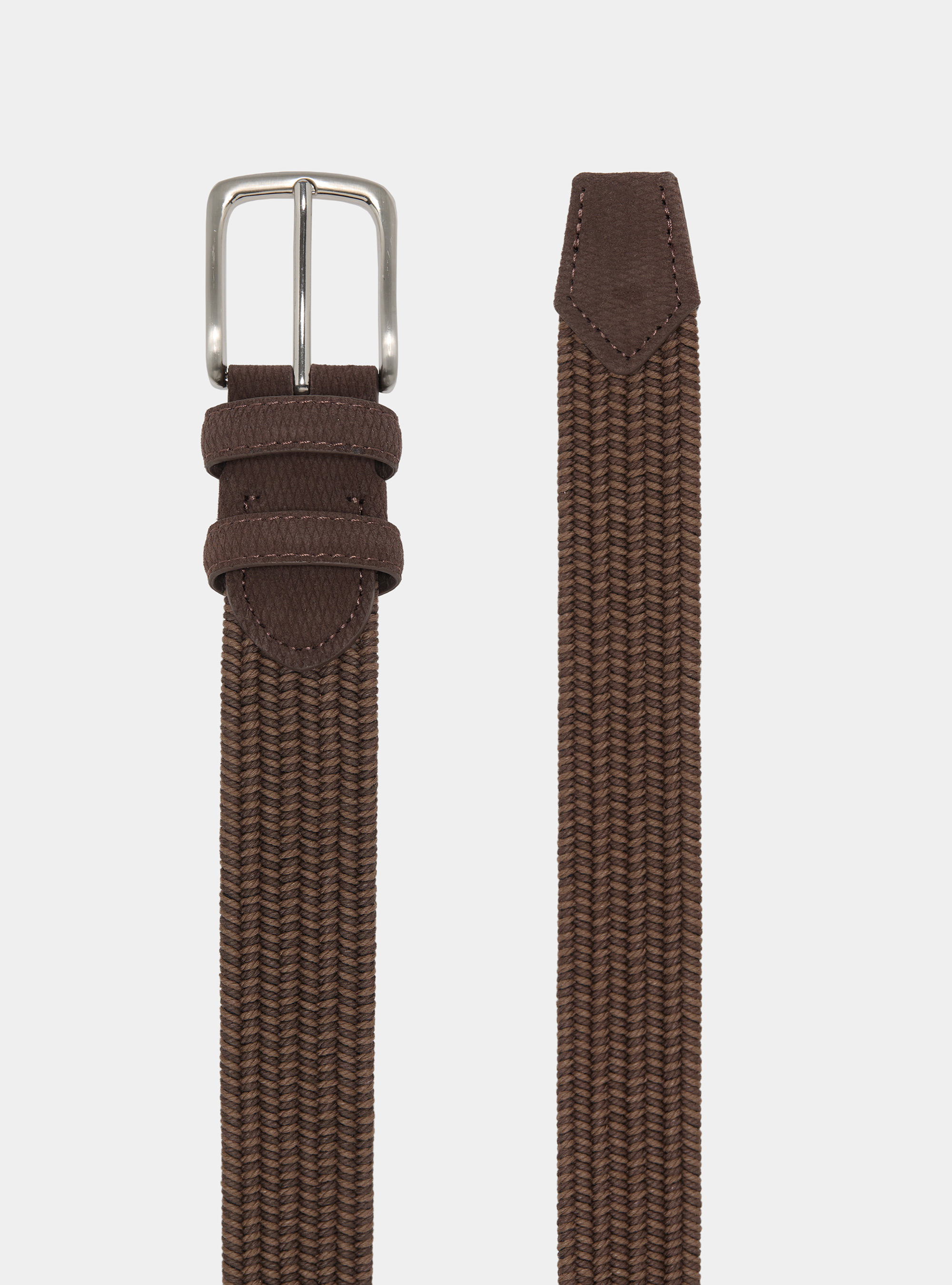 Two-color braided belt, DARK BROWN