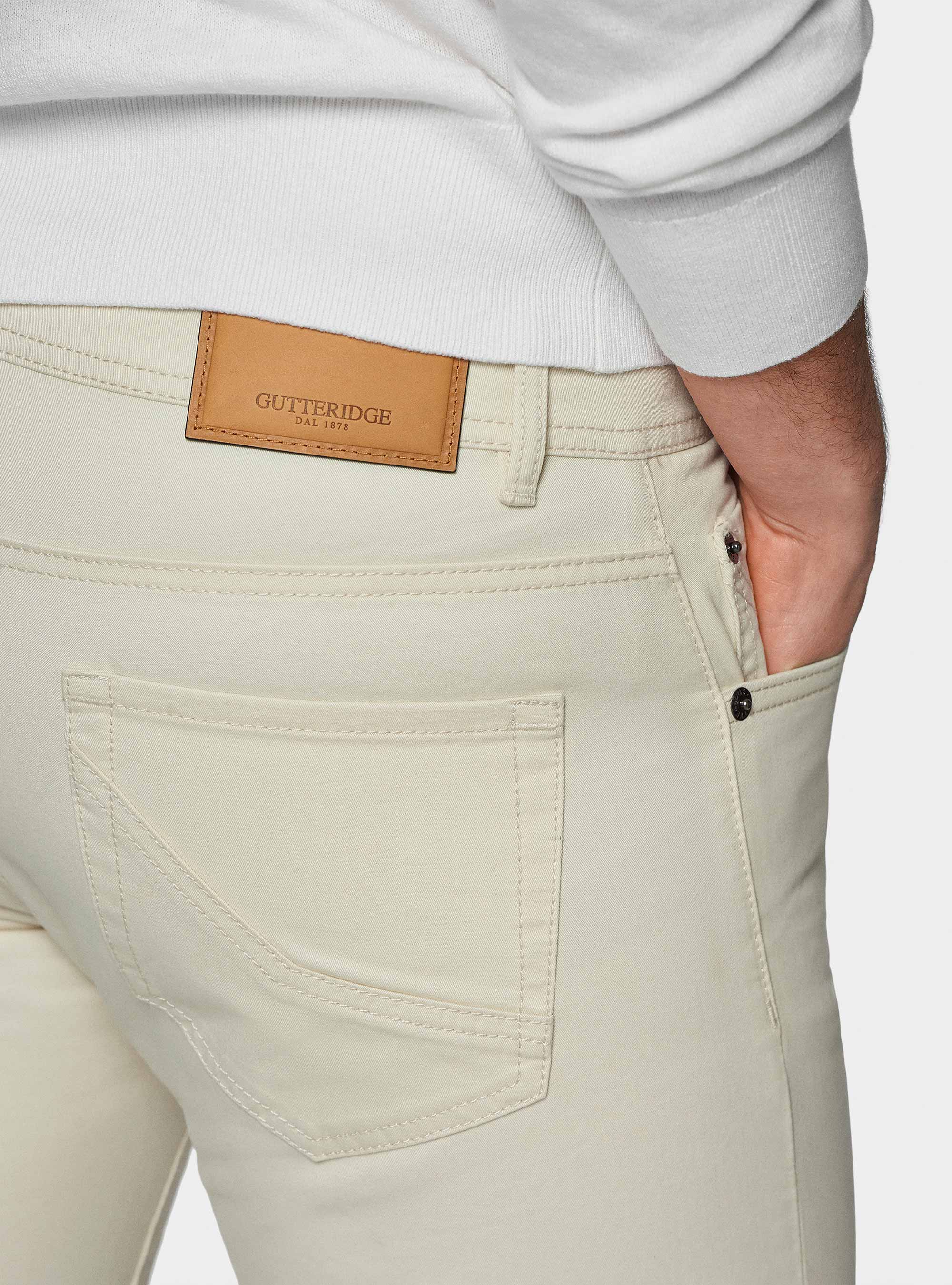 Cotton twill 5-pocket trousers, OFF-WHITE