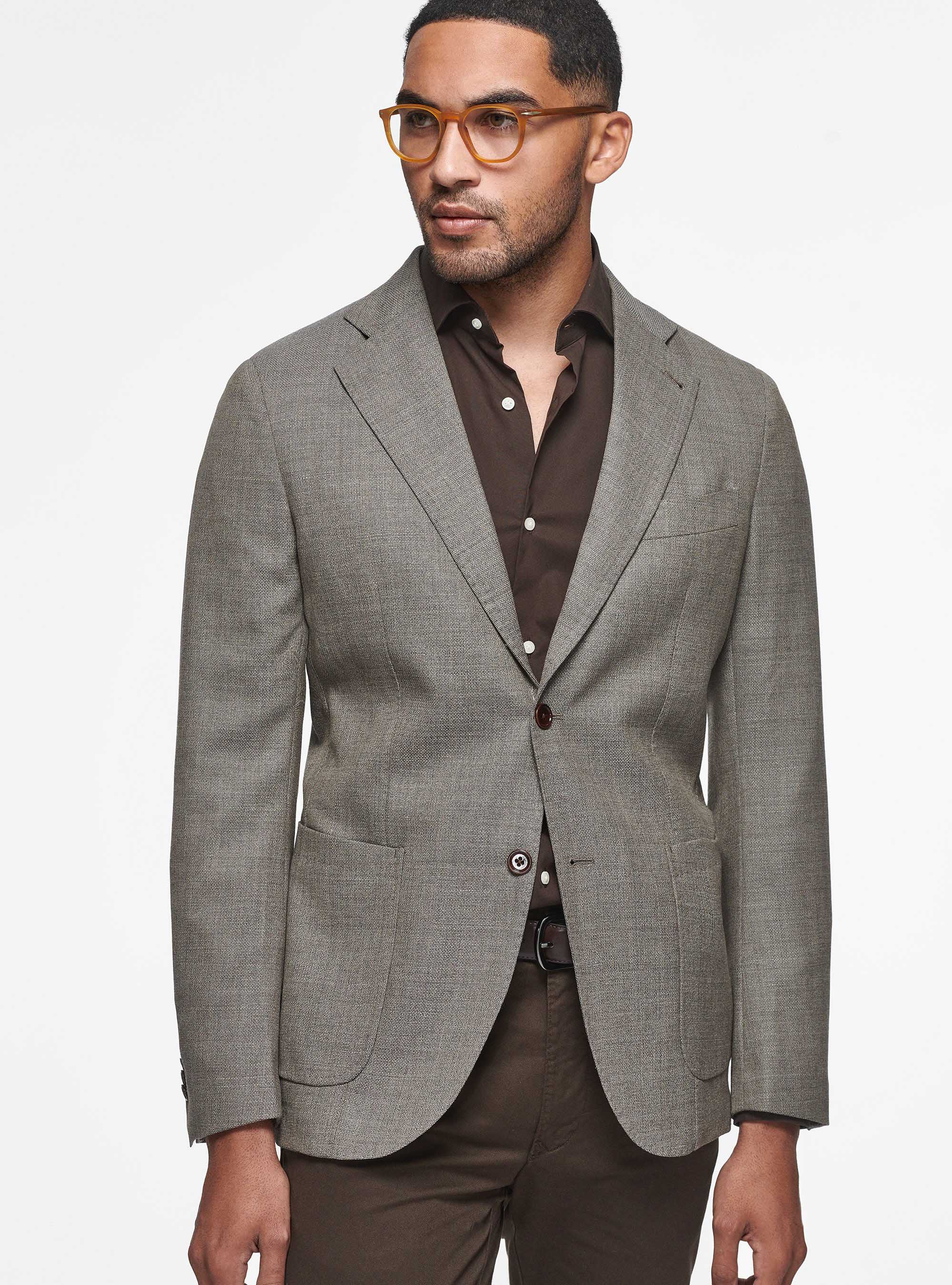 Micro-textured wool blazer, MUD