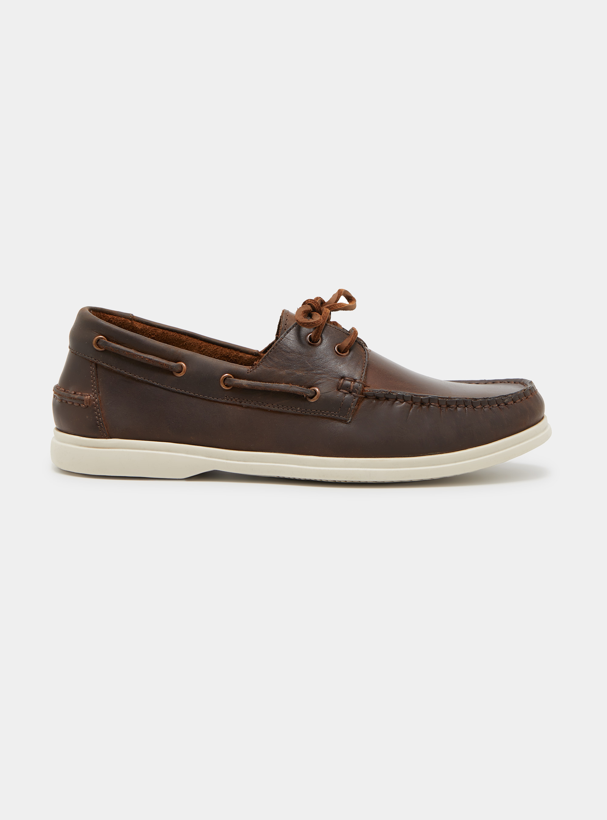Leather lace-up loafers, BROWN