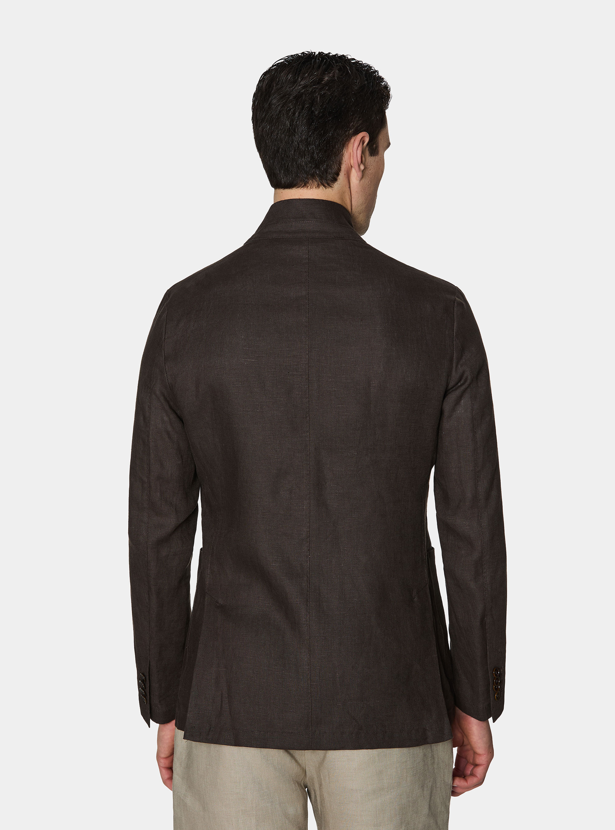 Veste cor&eacute;enne en pur lin, MARRON