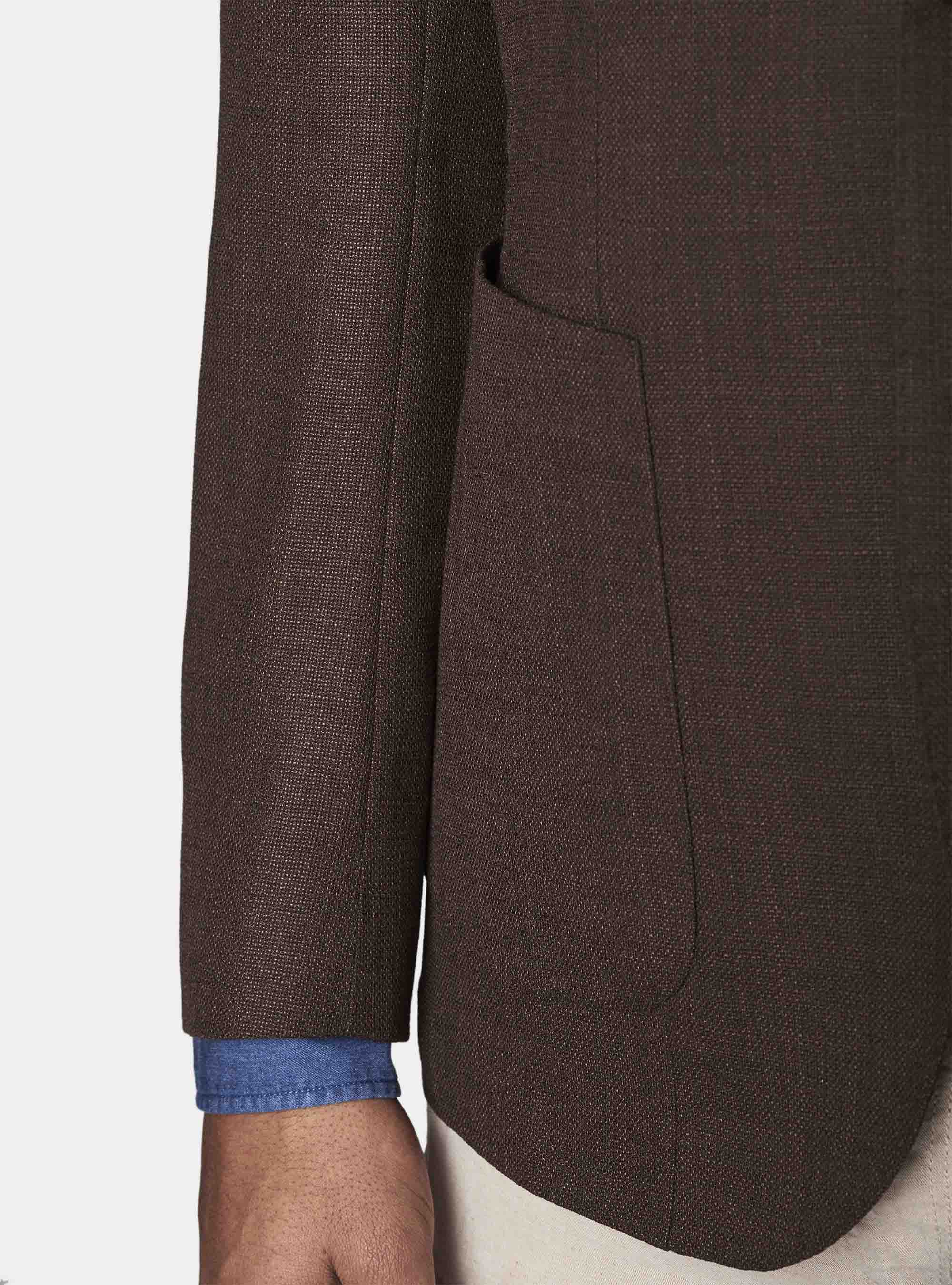 Micro-textured pure wool blazer, BROWN