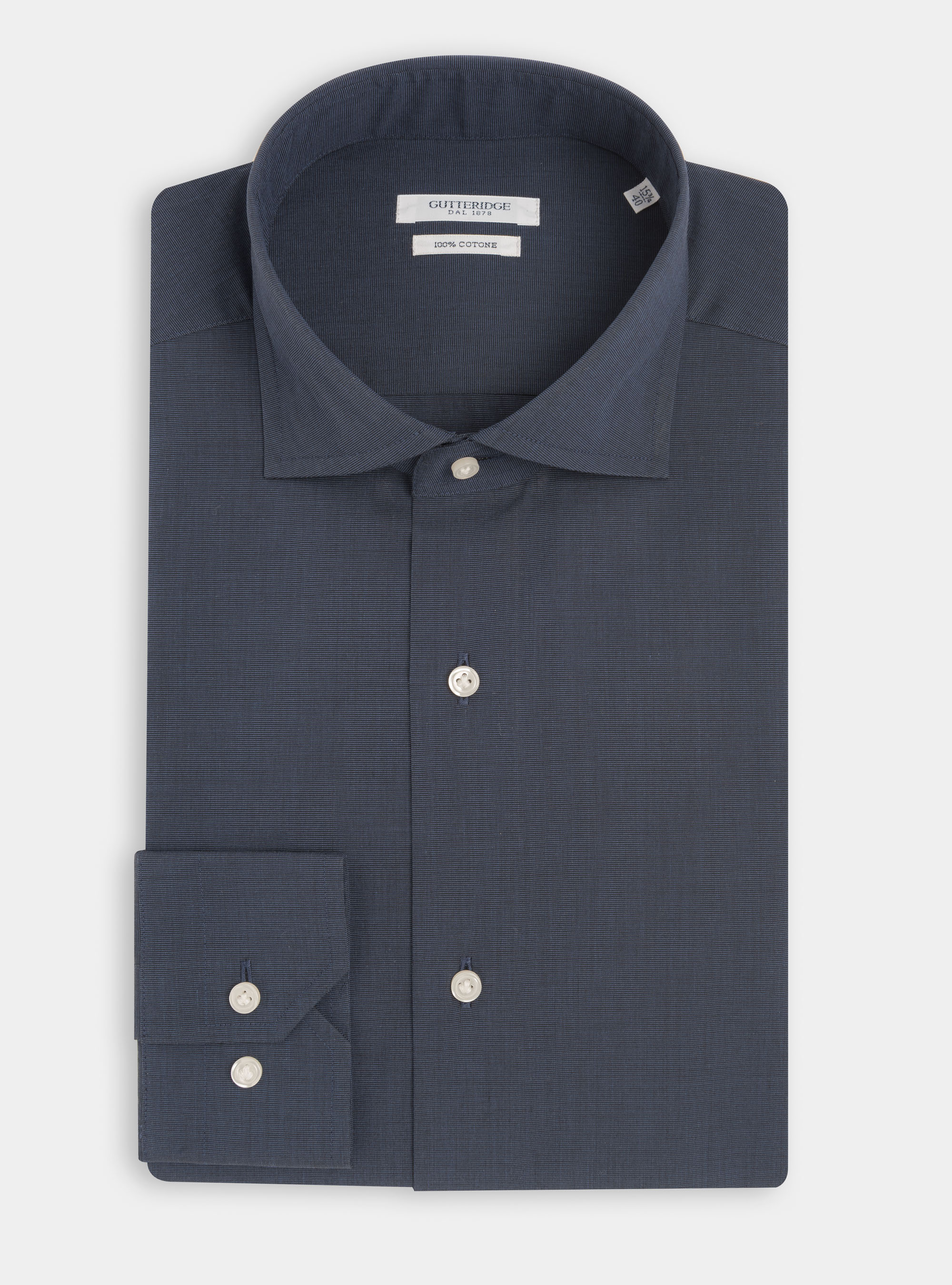 Chemise fil &agrave; fil avec col semi-fran&ccedil;ais, BLEU MARINE