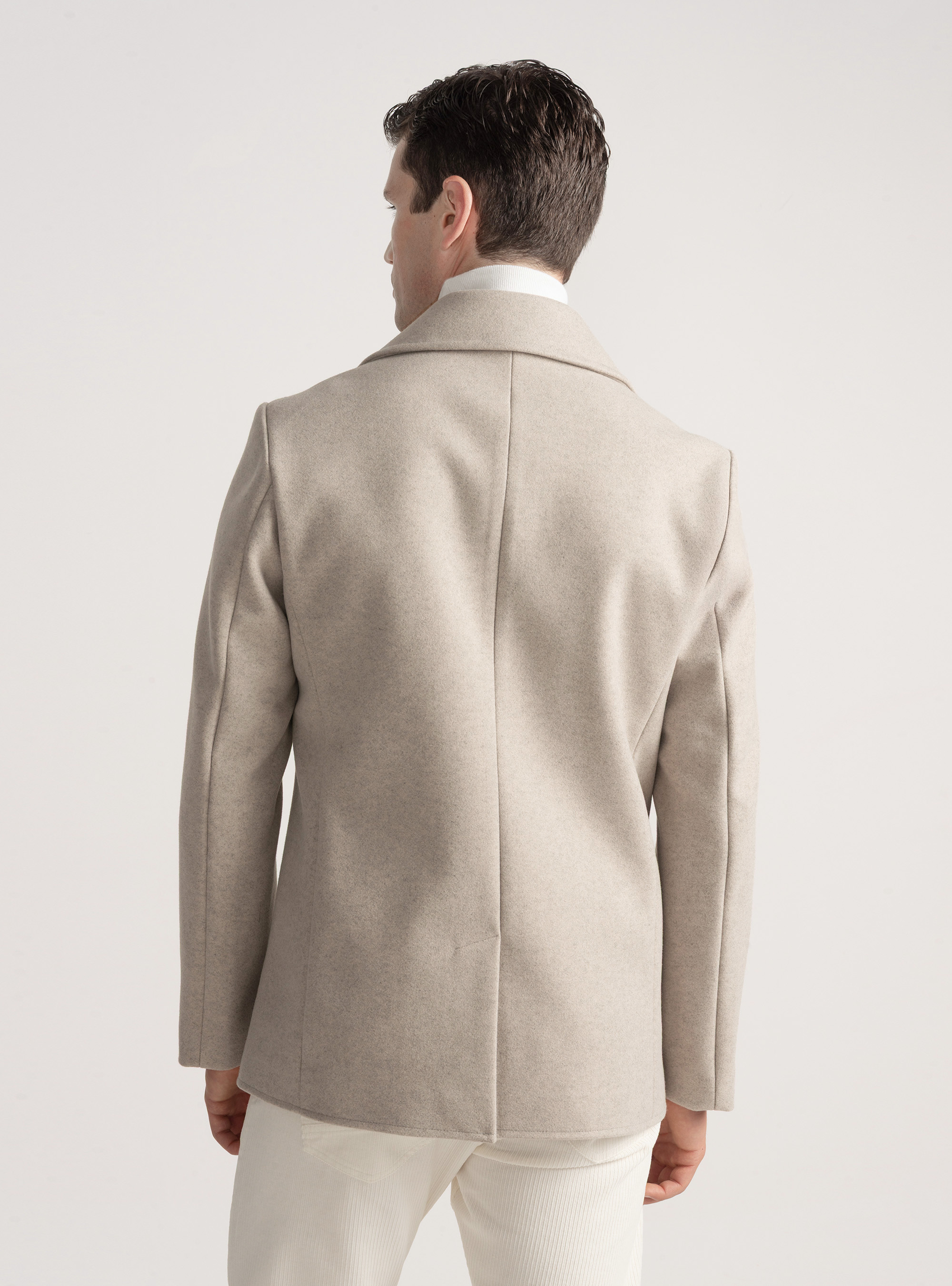 Solid-coloured peacoat, ECRU