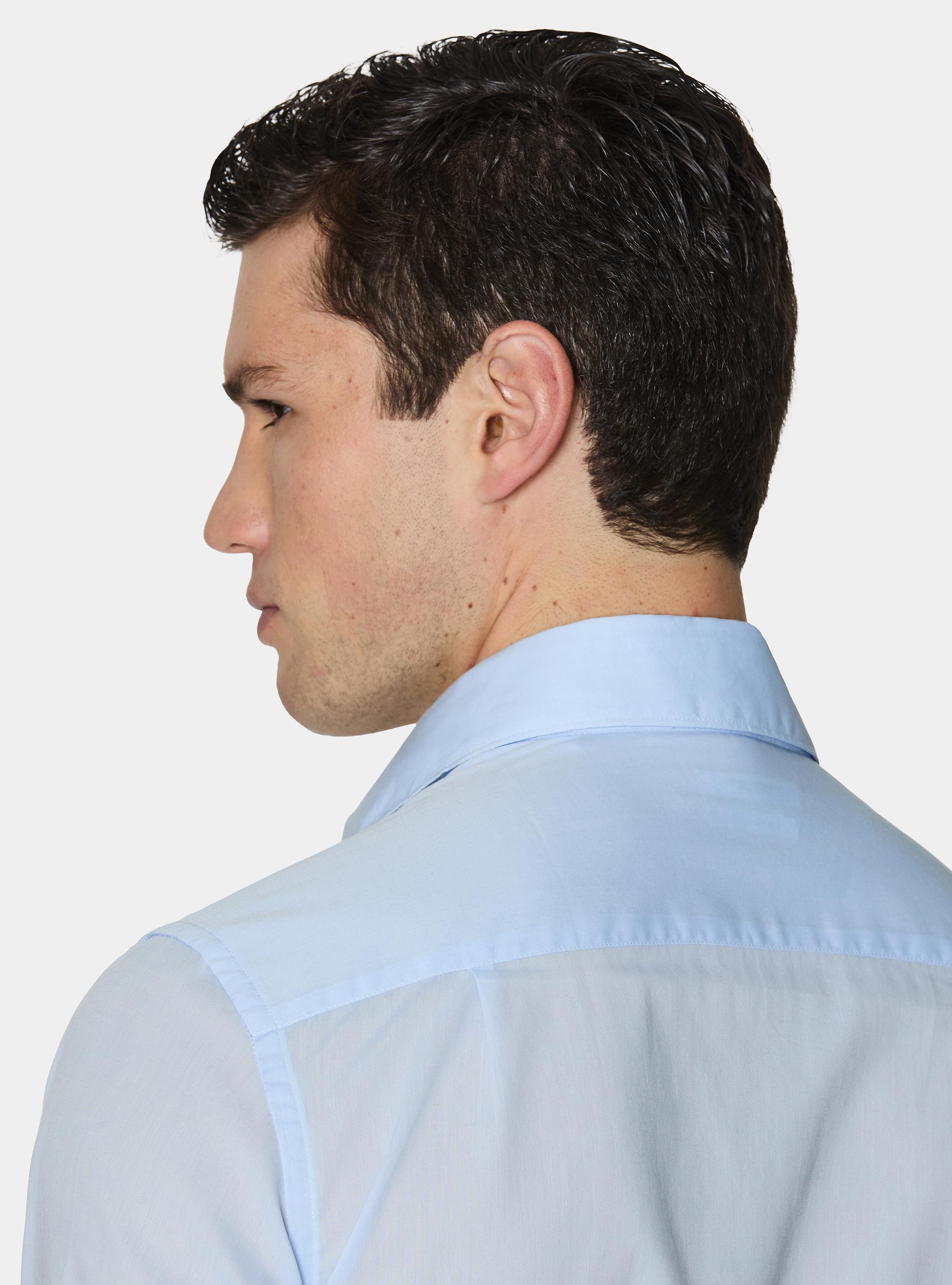 Camisa de algod&oacute;n con tapeta, CELESTE