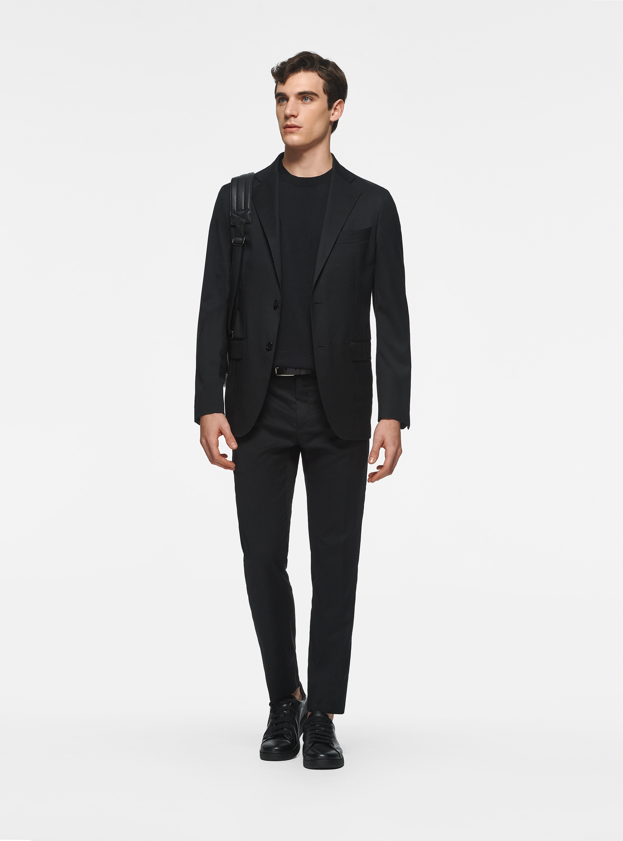 Pantaloni in pura lana superfine 110's, NERO