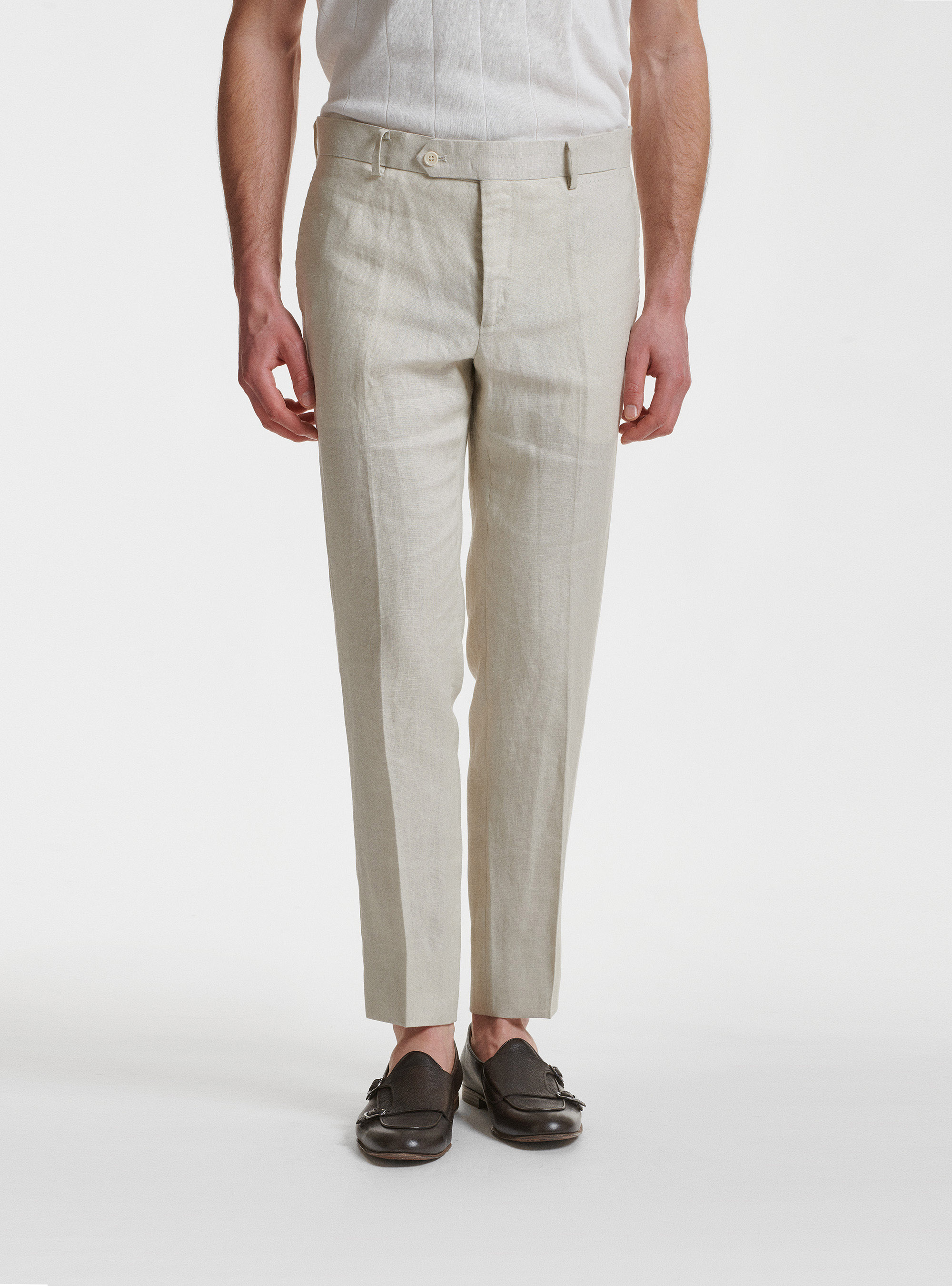 Pantaloni per abito in puro lino, ECRU