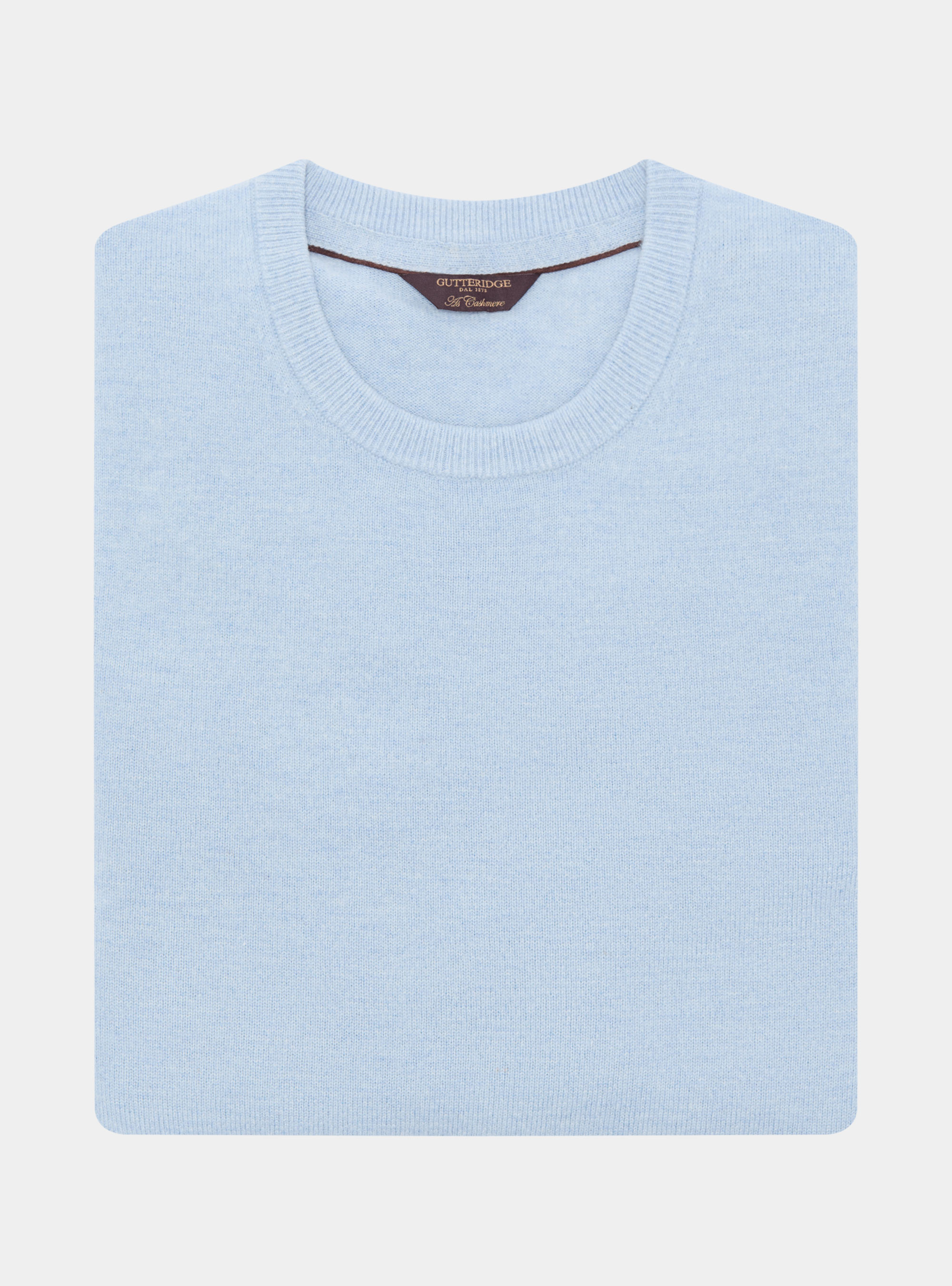 Maglia girocollo in lana lambswool e cashmere, AZZURRO POLVERE 0283C