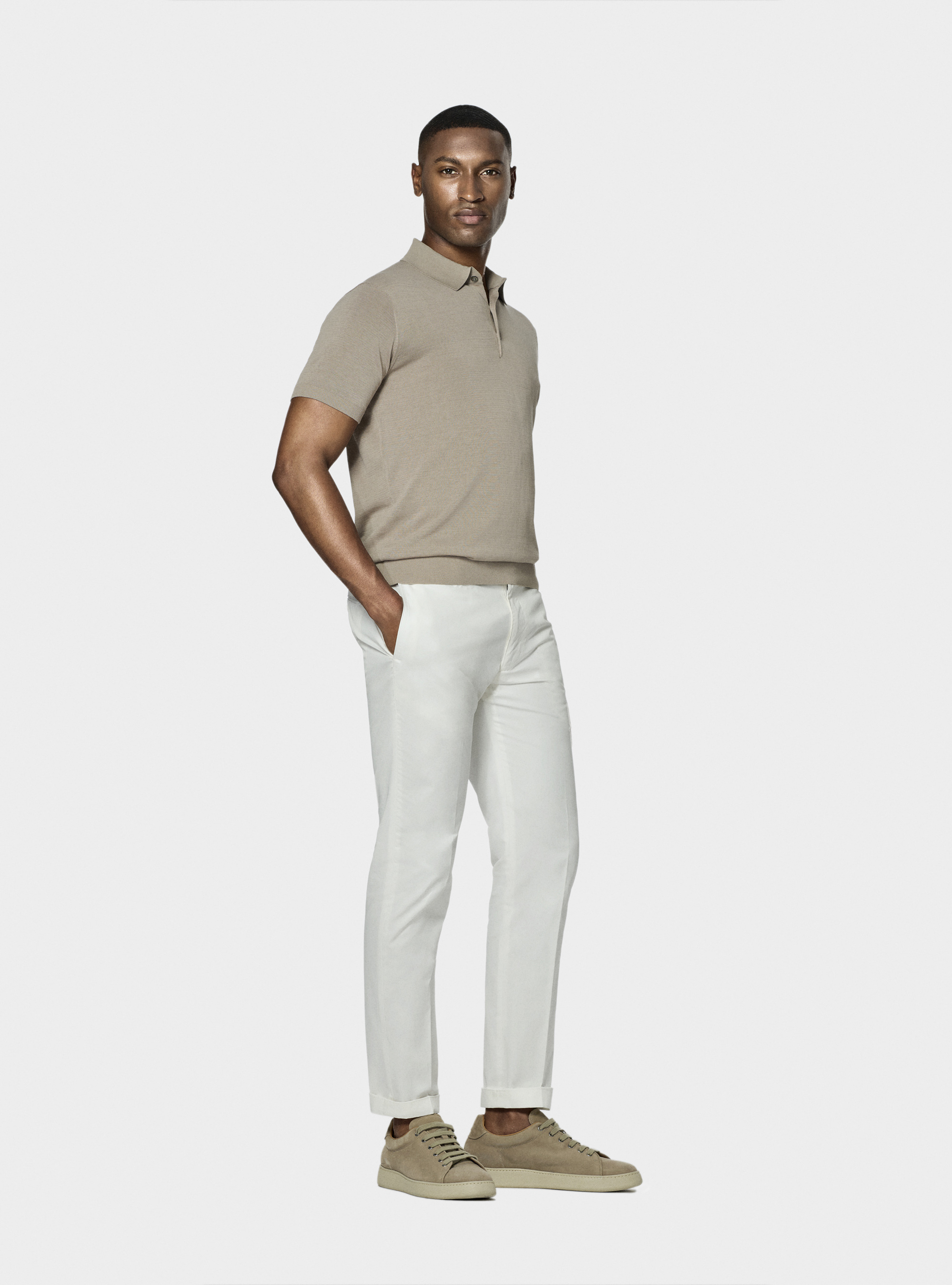 Lightweight twill slim fit chino trousers, WHITE