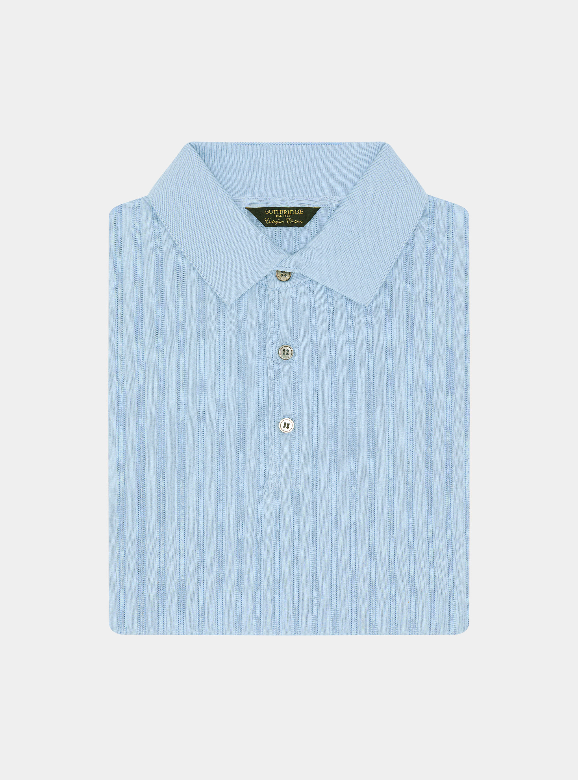 Polo en coton extrafin &agrave; c&ocirc;tes ajour&eacute;es, 0266C AZZURRO