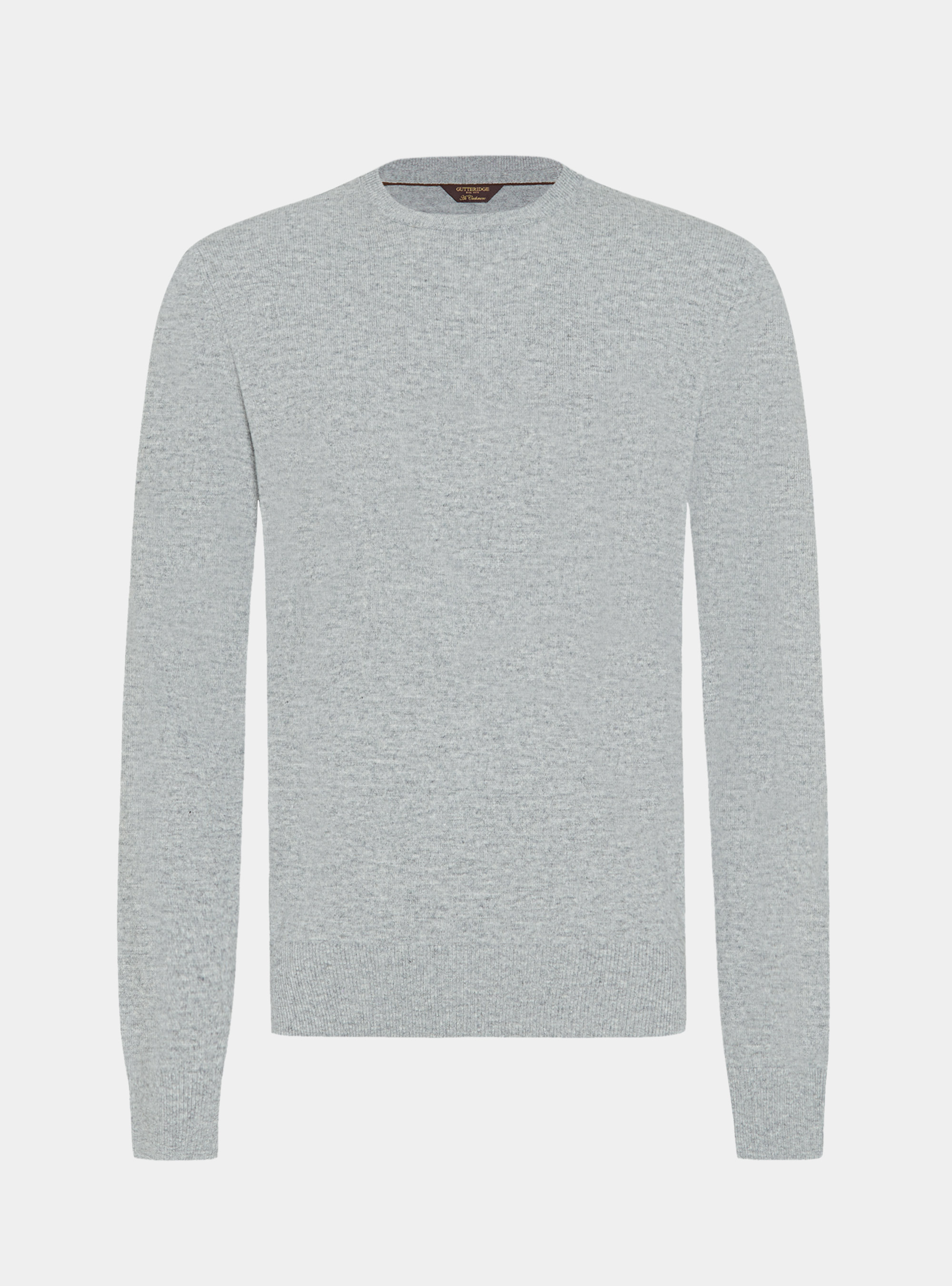 Maglia girocollo in lana lambswool e cashmere, GRIGIO MELANGE 0151C