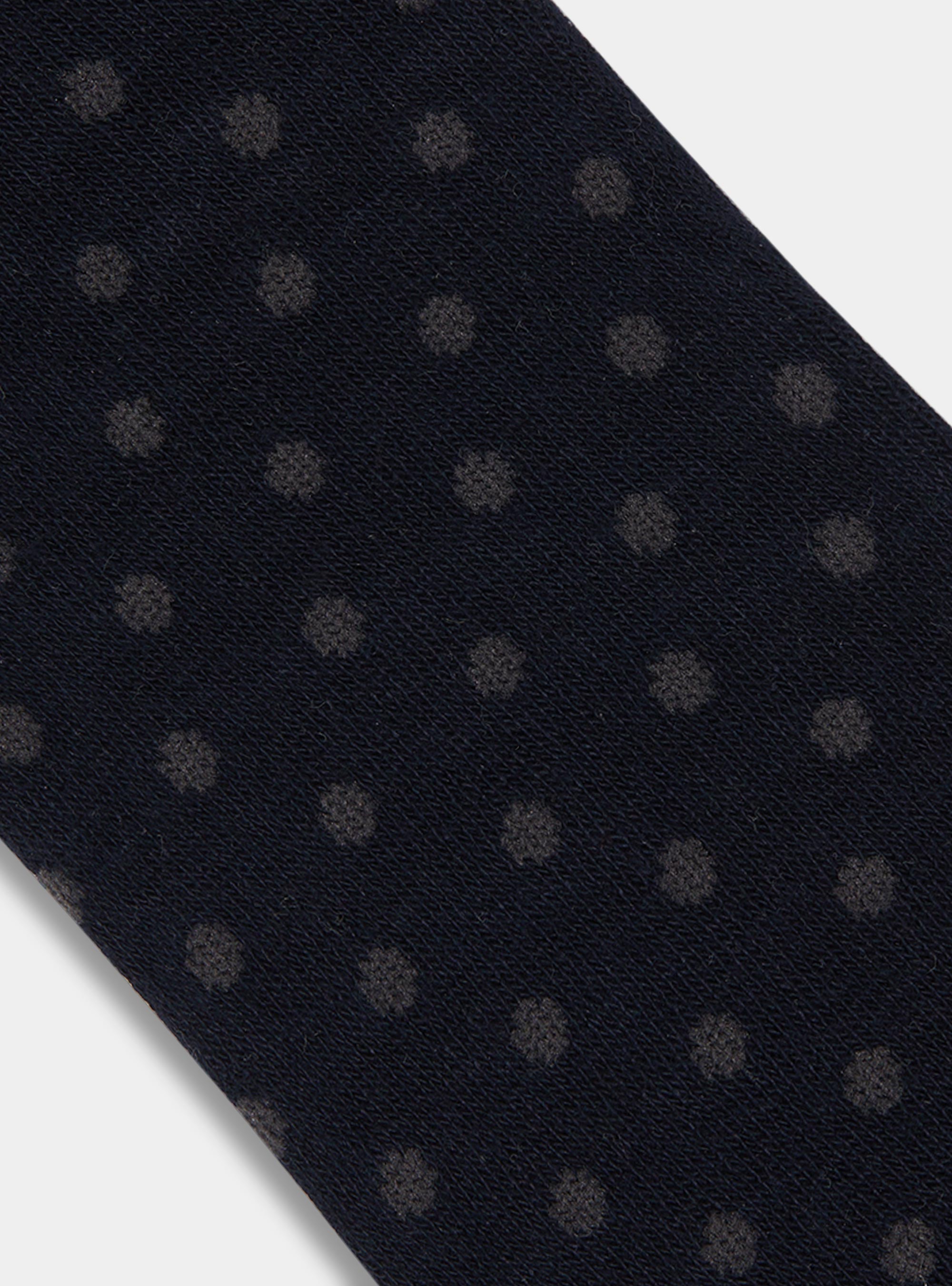 Polka dot and striped long socks with embroidery, NAVY BLUE