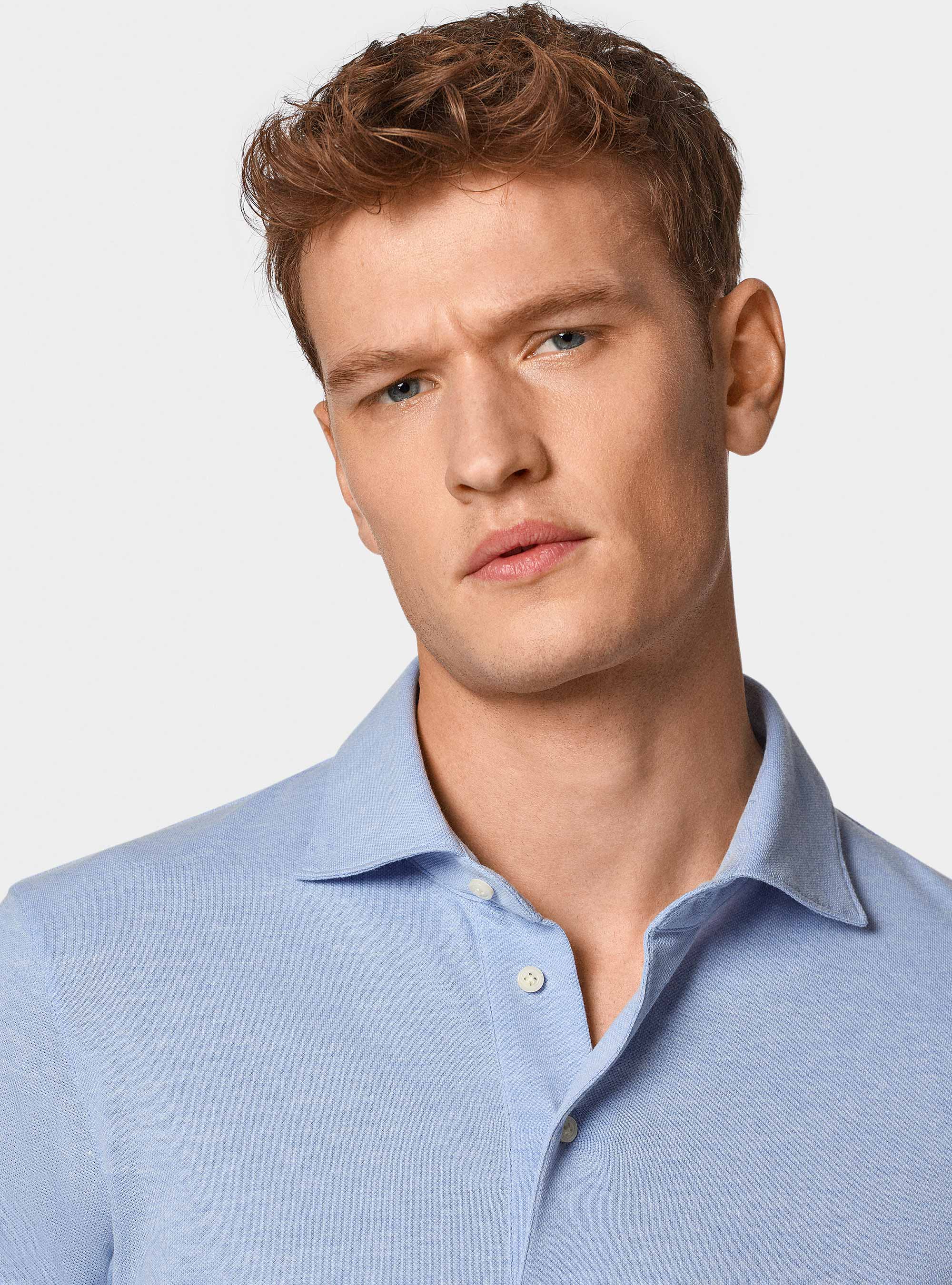 GT01 stretch pique polo shirt, LIGHT BLUE