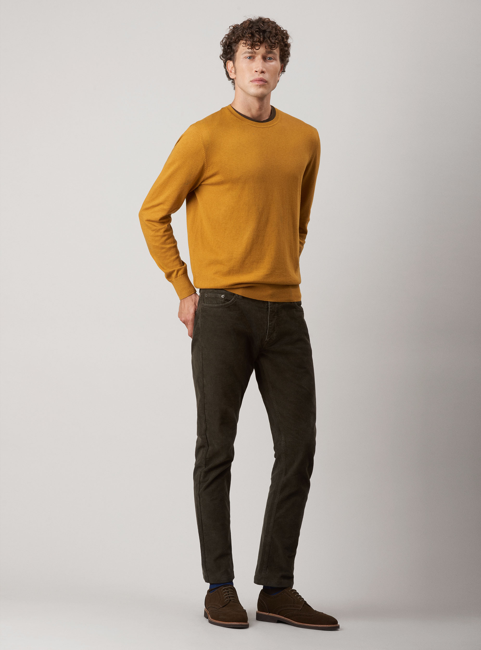 Maglia girocollo in cotone seta e cashmere, OCRA
