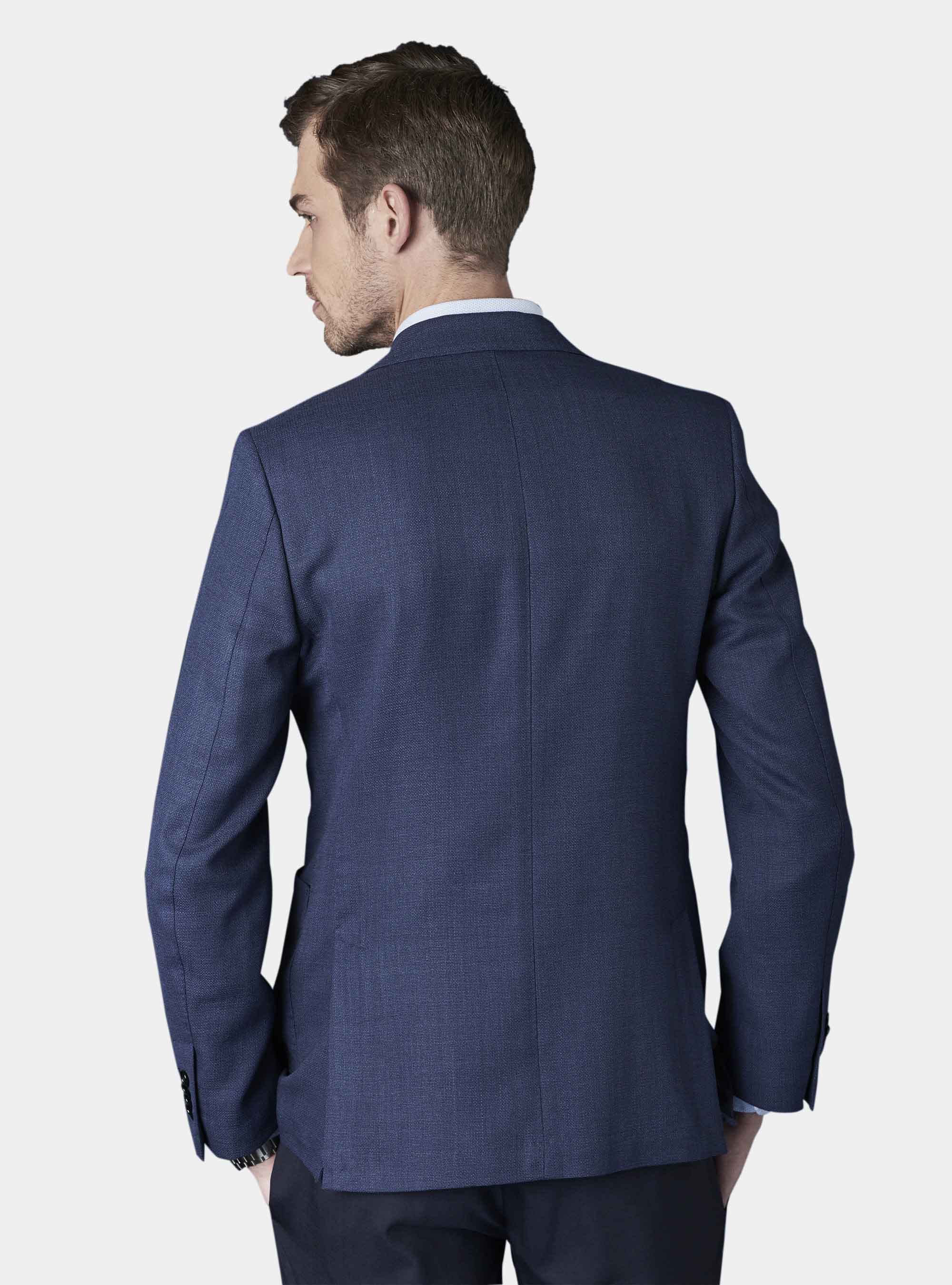 Micro-textured pure wool blazer, BASALT