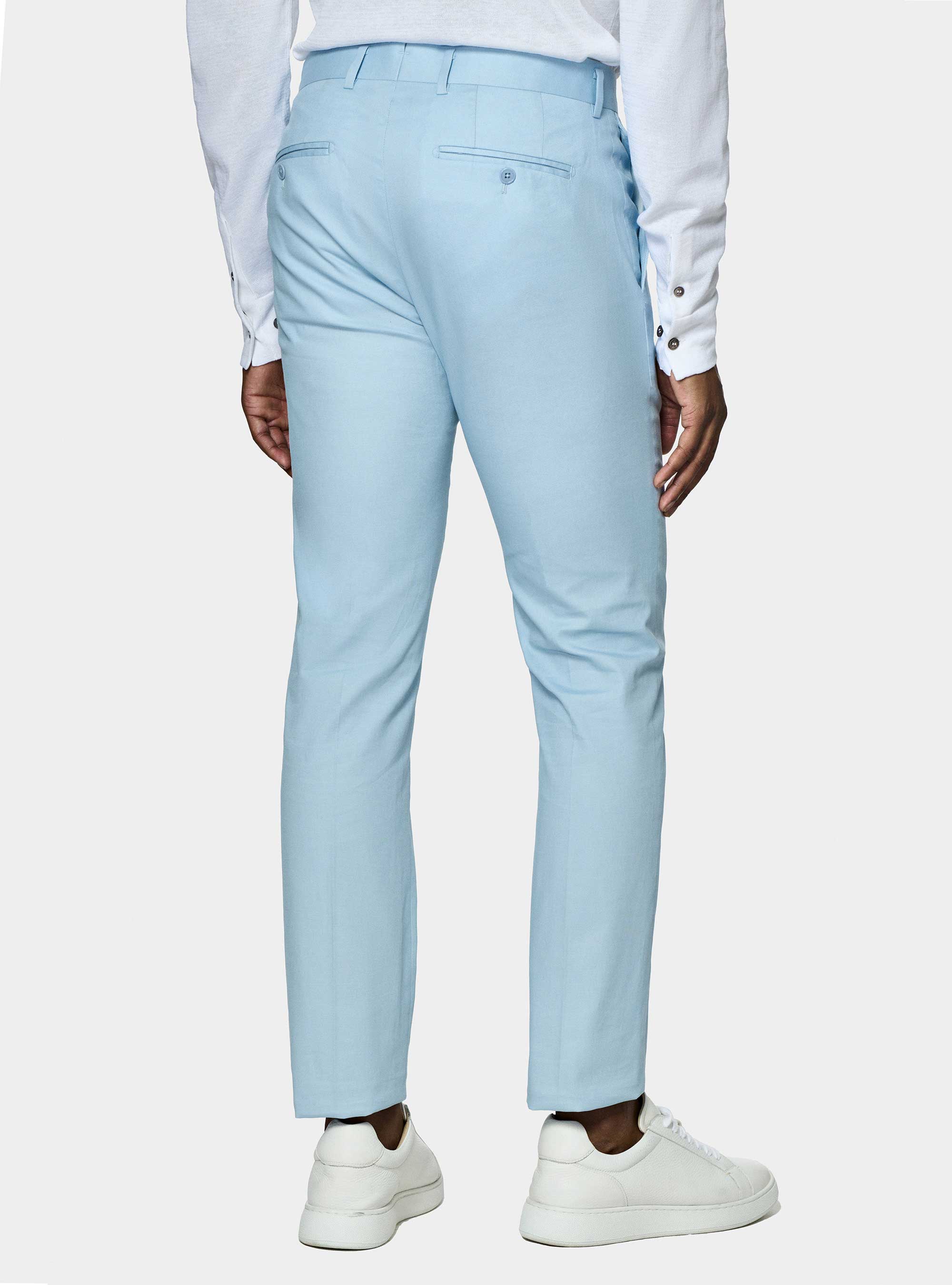 Pantal&oacute;n de traje de algod&oacute;n, CELESTE