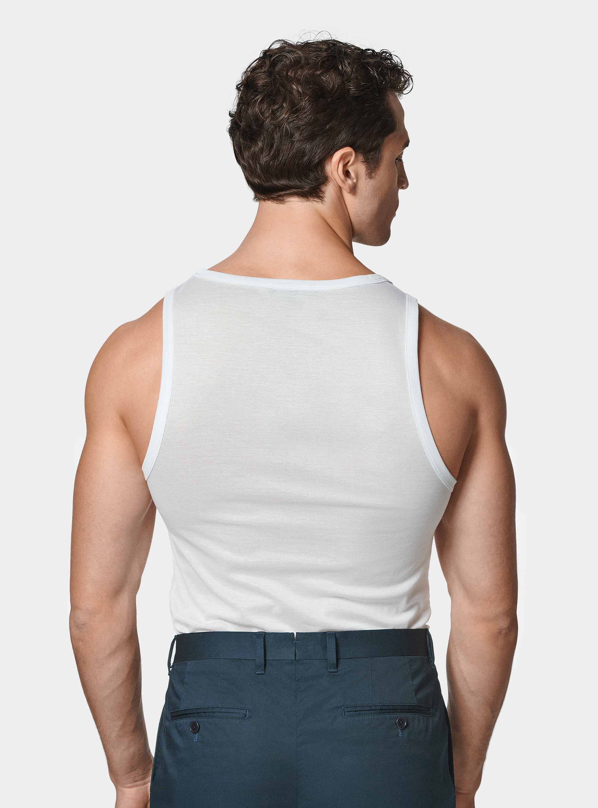Cotton thread tank top, WHITE