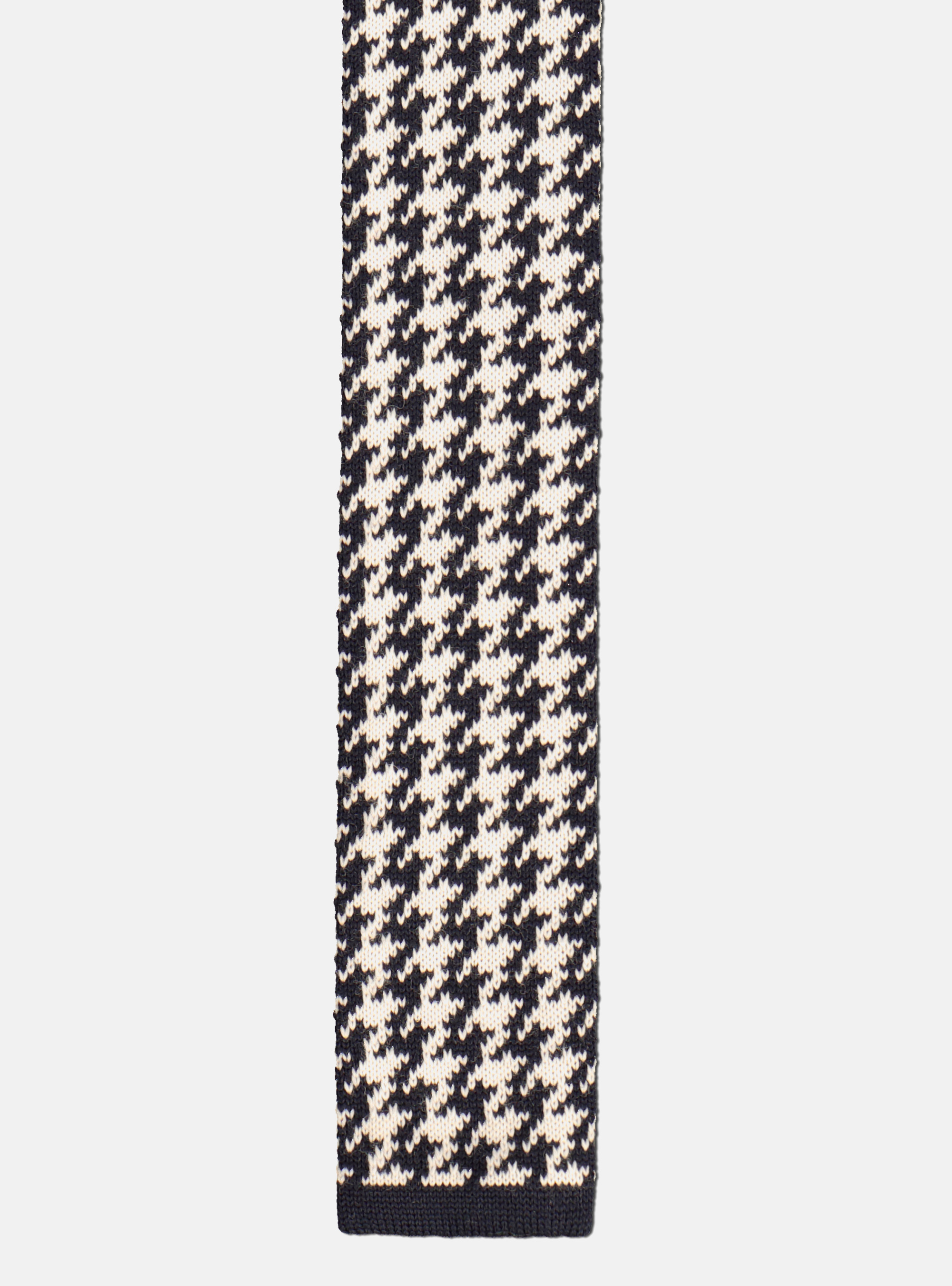 Pied de poule knitted wool tie, NAVY BLUE