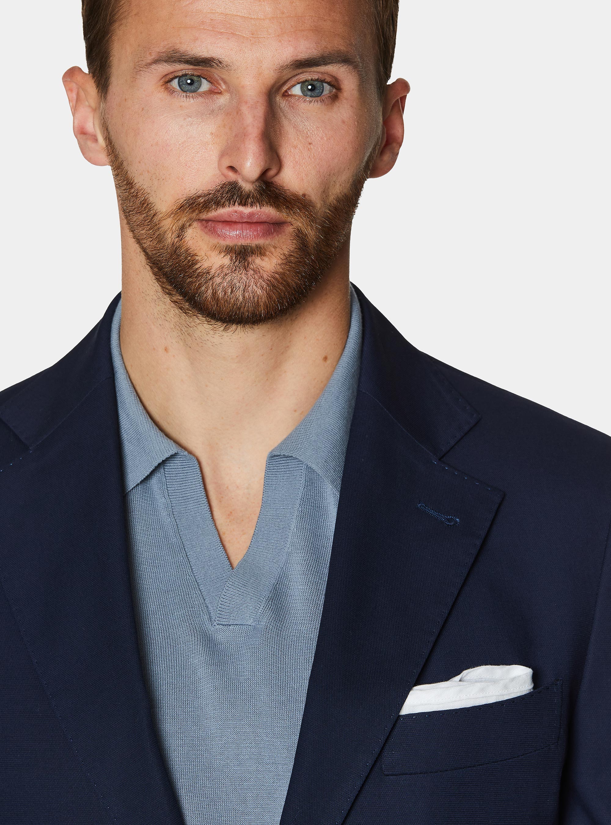 Cotton suit blazer, NAVY BLUE
