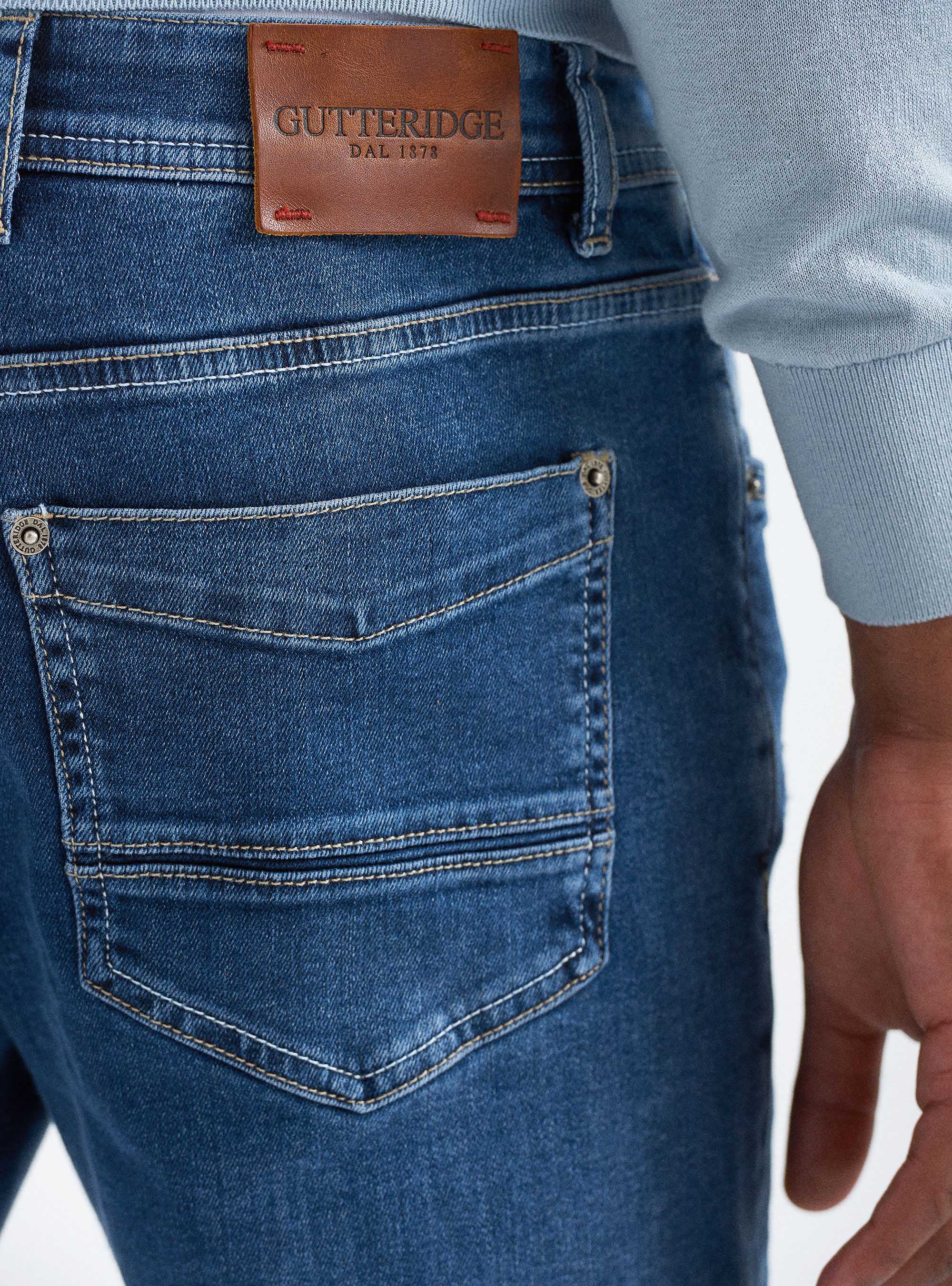 5-pocket jeans with rips, NAVY BLUE
