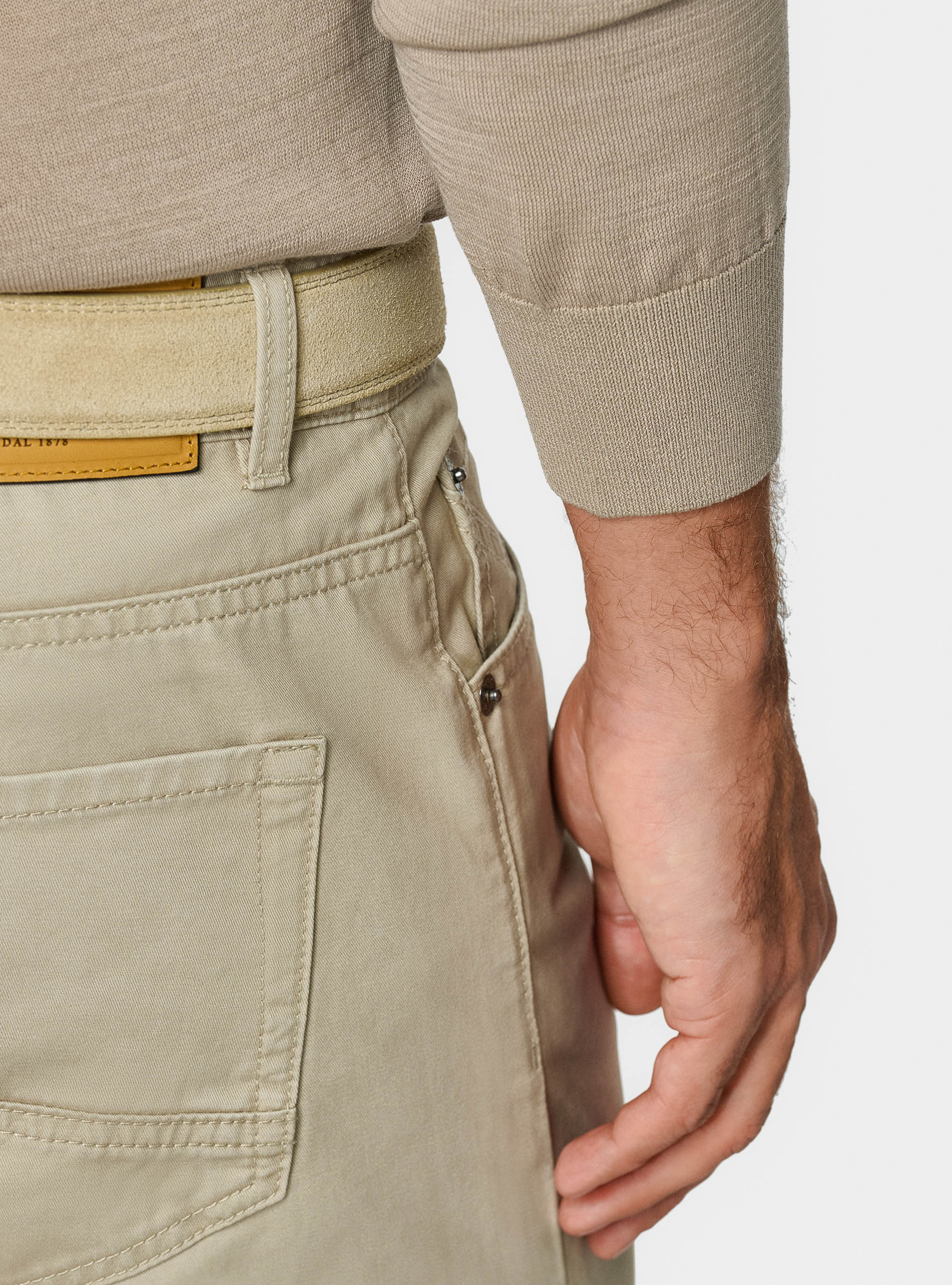 Cotton and silk crew-neck sweater, SAND