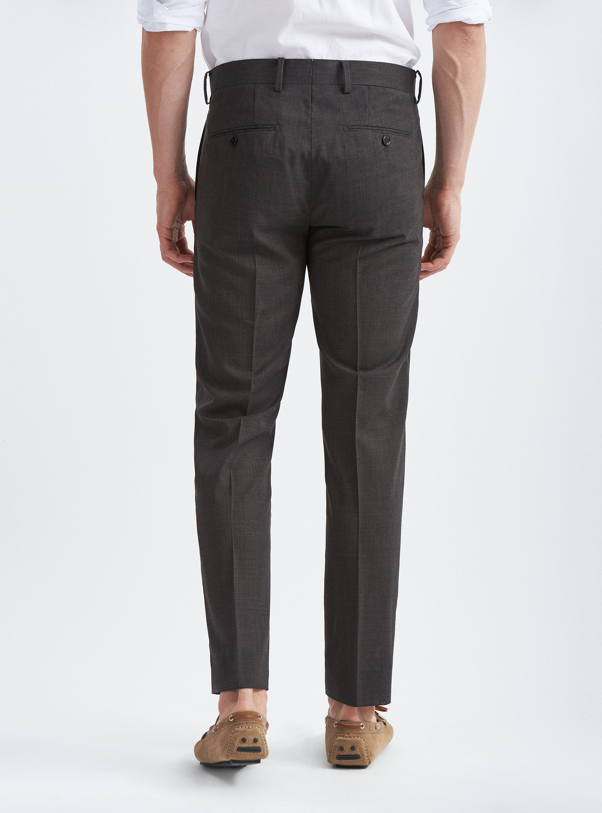 Prince of Wales suit trousers in pure wool Marlane, BROWN