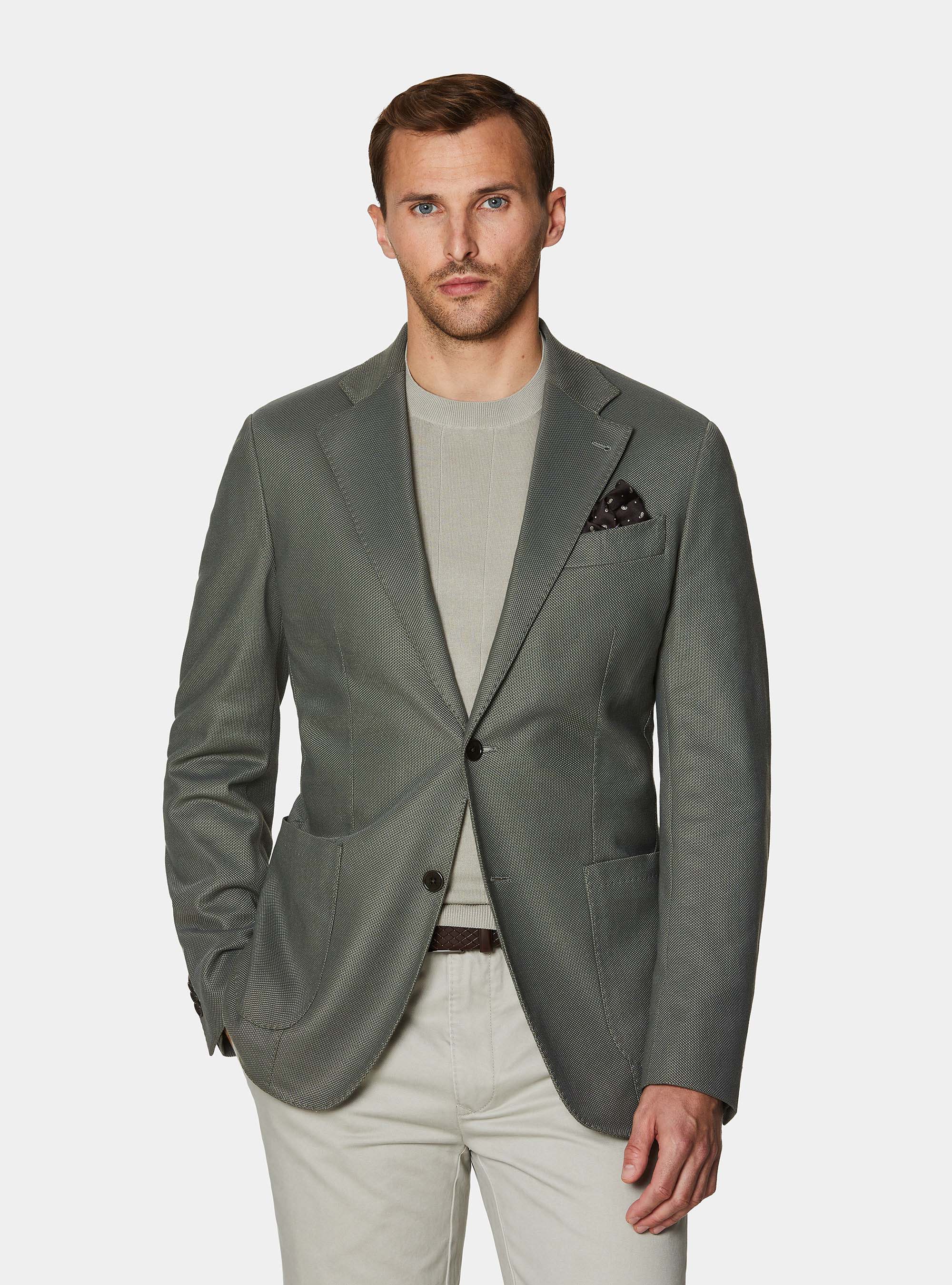 Cotton blend jersey blazer, MILITARE 0609C