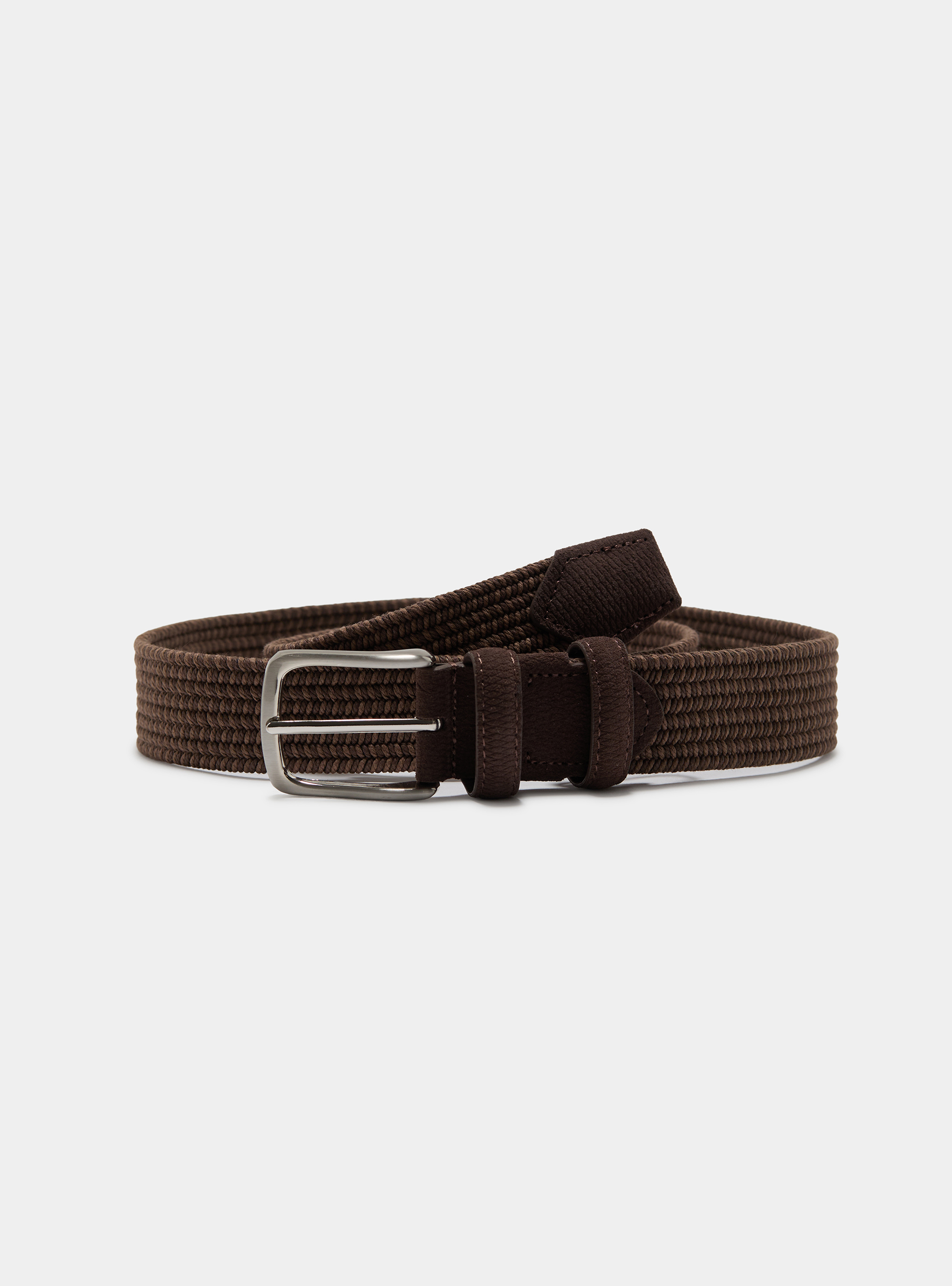 Two-color braided belt, DARK BROWN
