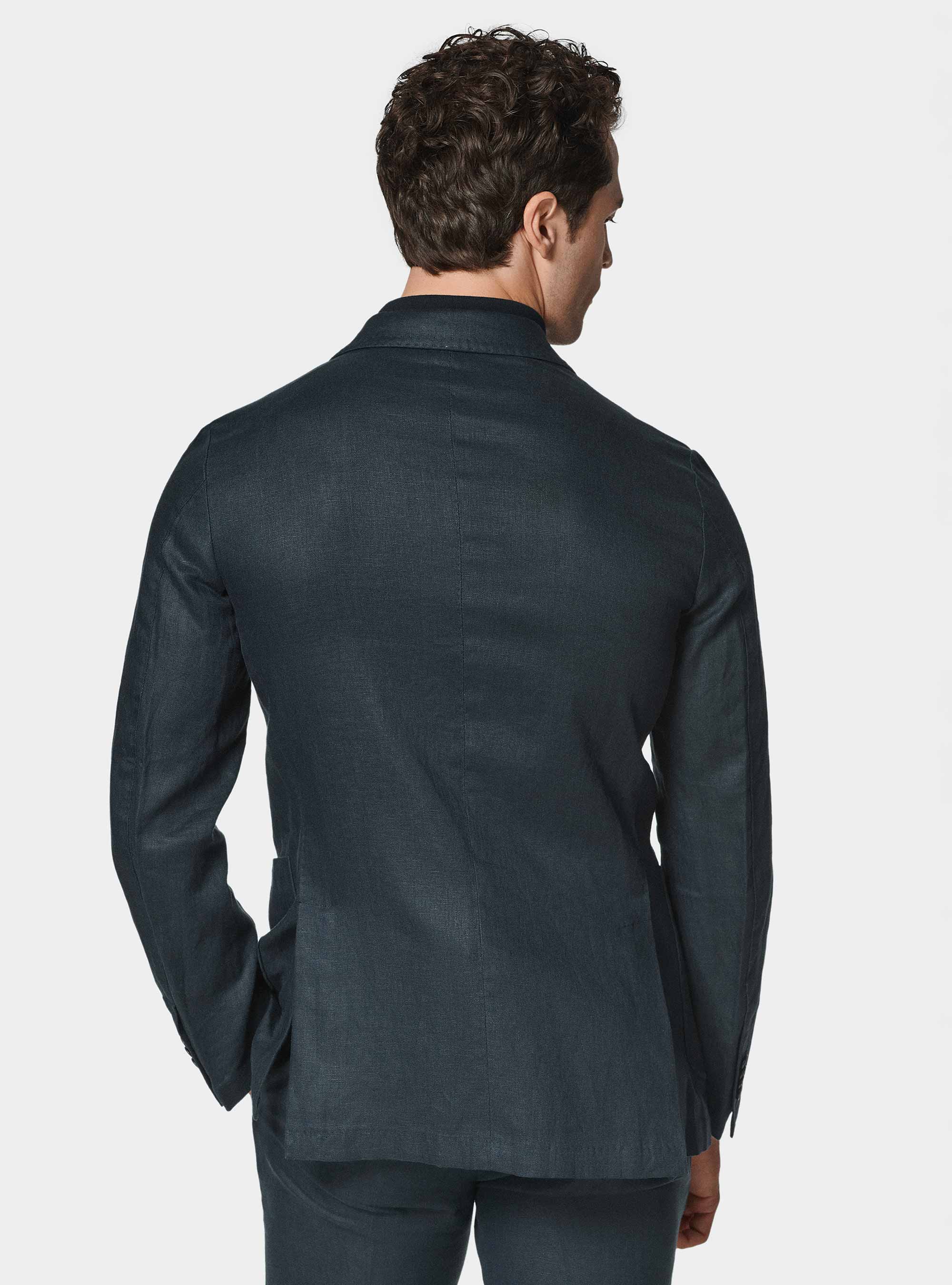 Pure linen suit blazer, NAVY BLUE