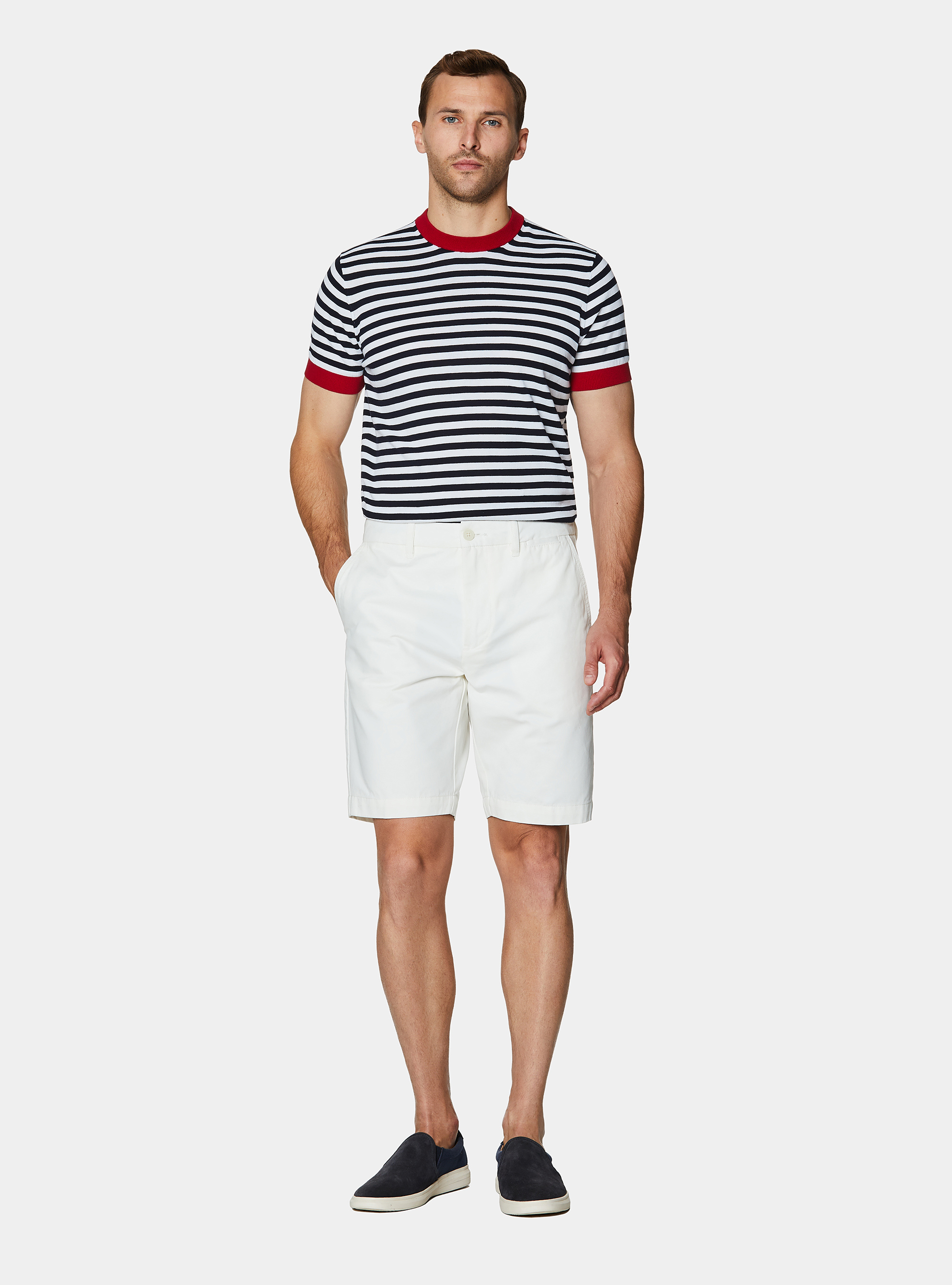 Cotton twill chino Bermuda shorts, WHITE