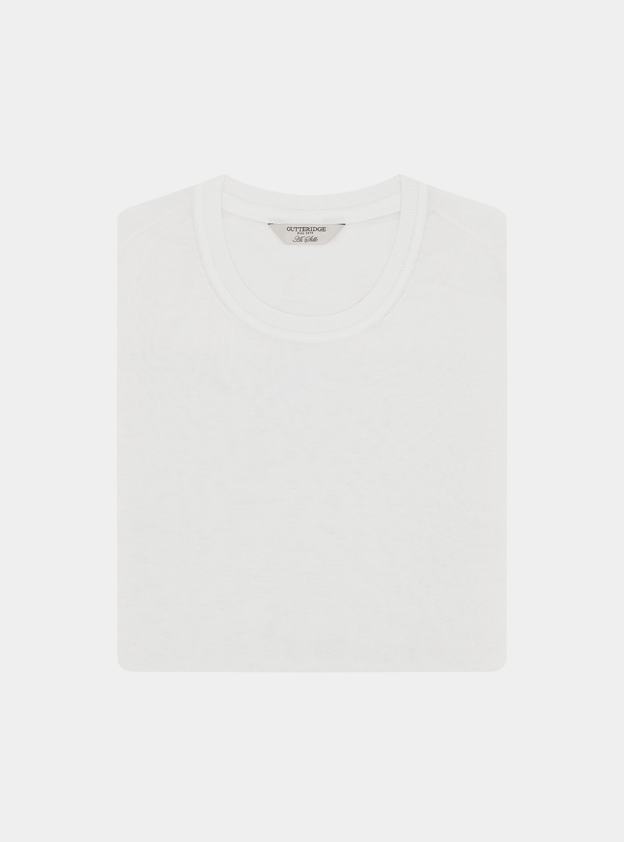 Cotton and silk crew neck sweater, WHITE