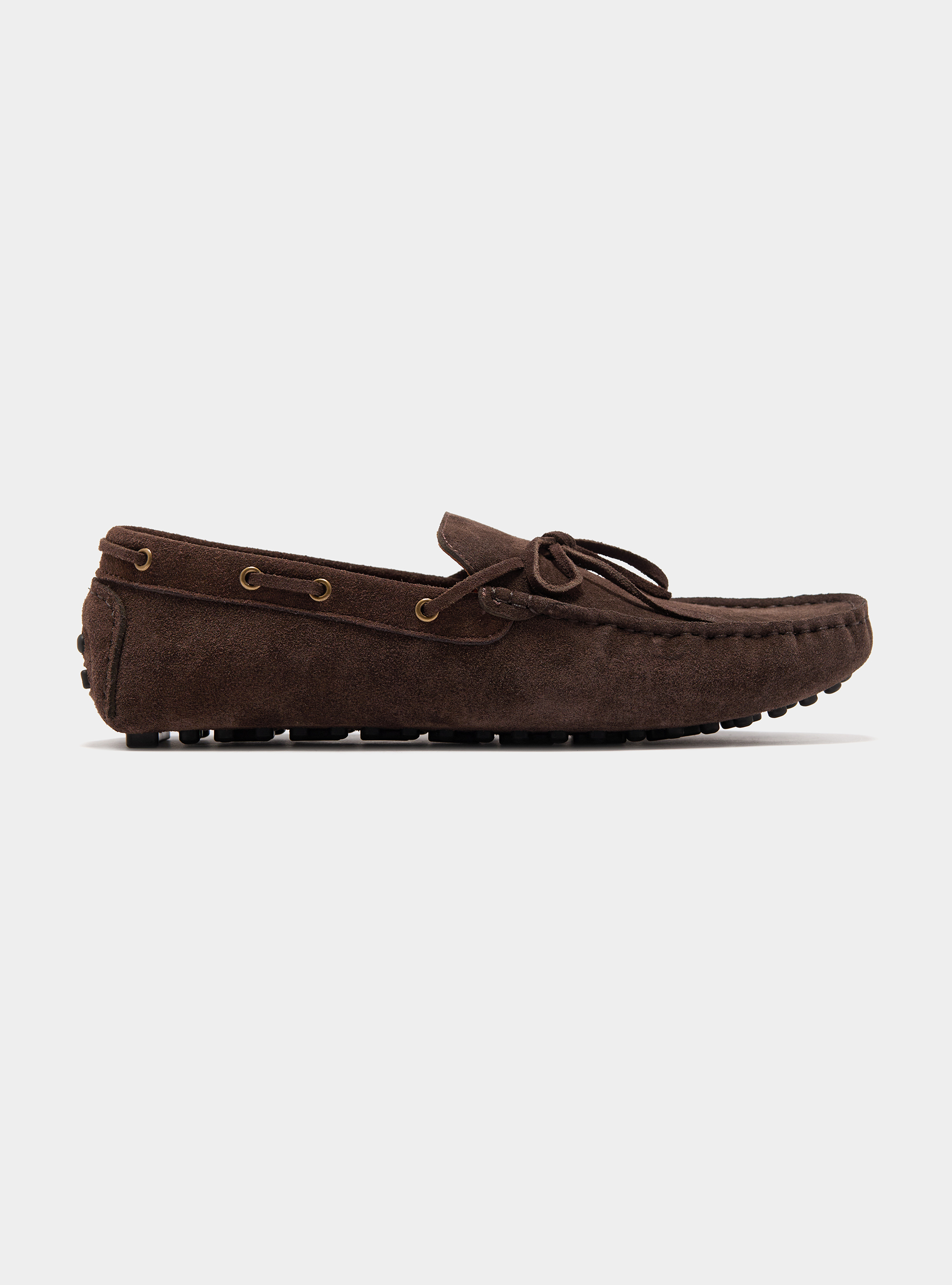 Suede boat loafers, BROWN