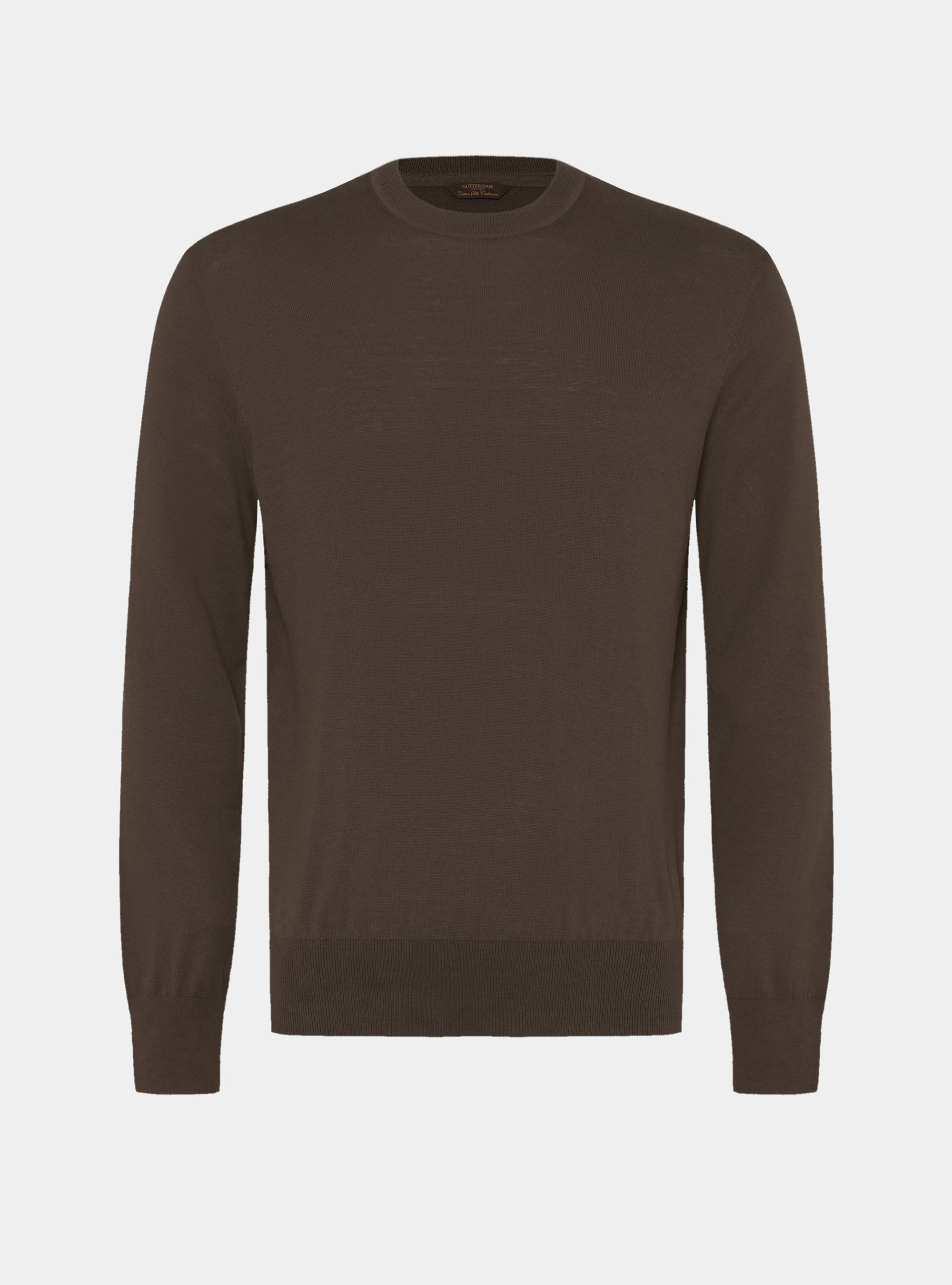 Rundhals-Pullover aus Baumwolle, Seide und Kaschmir, MARRONE 0507C