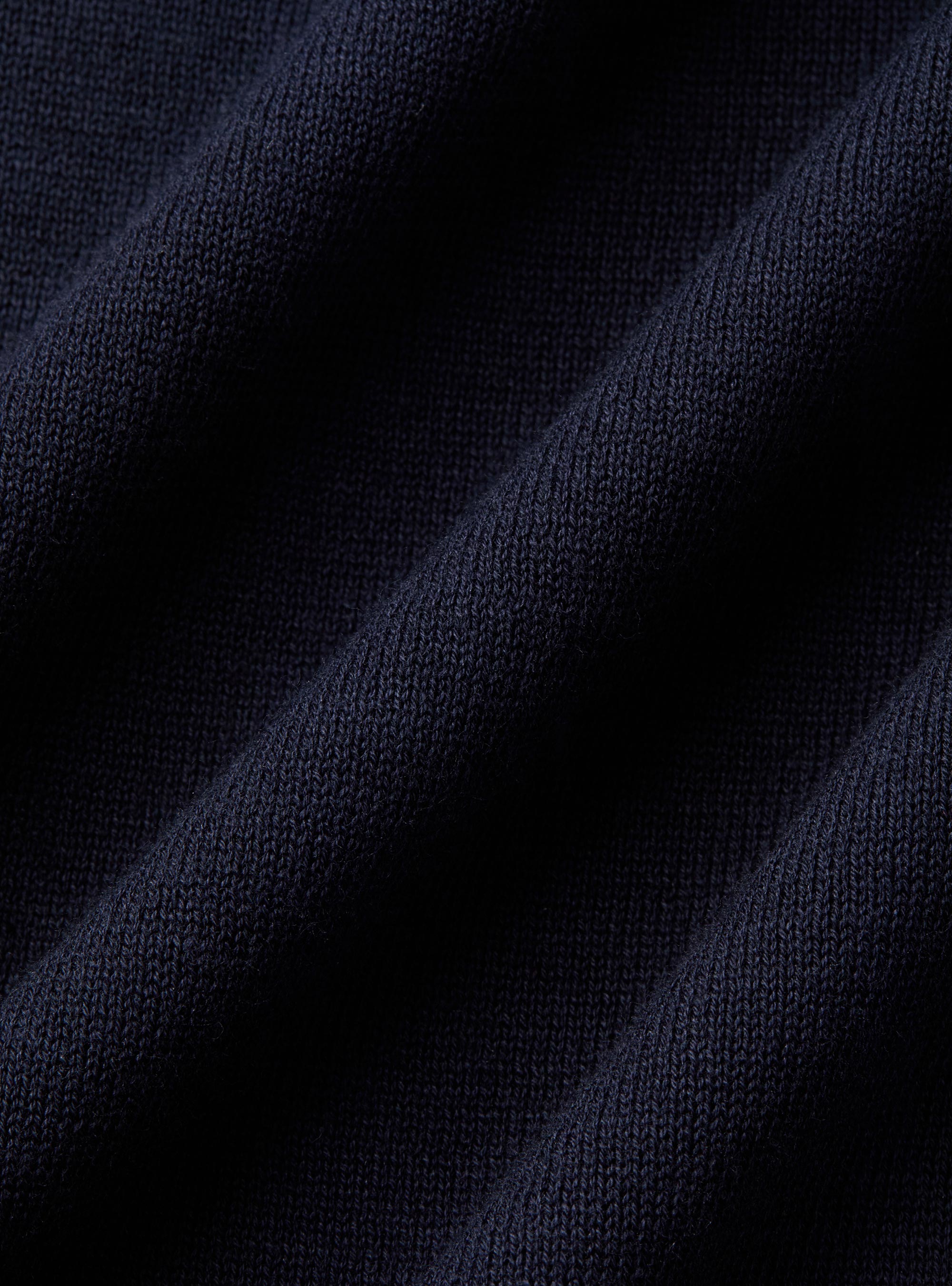 Buttonless knitted polo shirt in extra-fine cotton, NAVY BLUE
