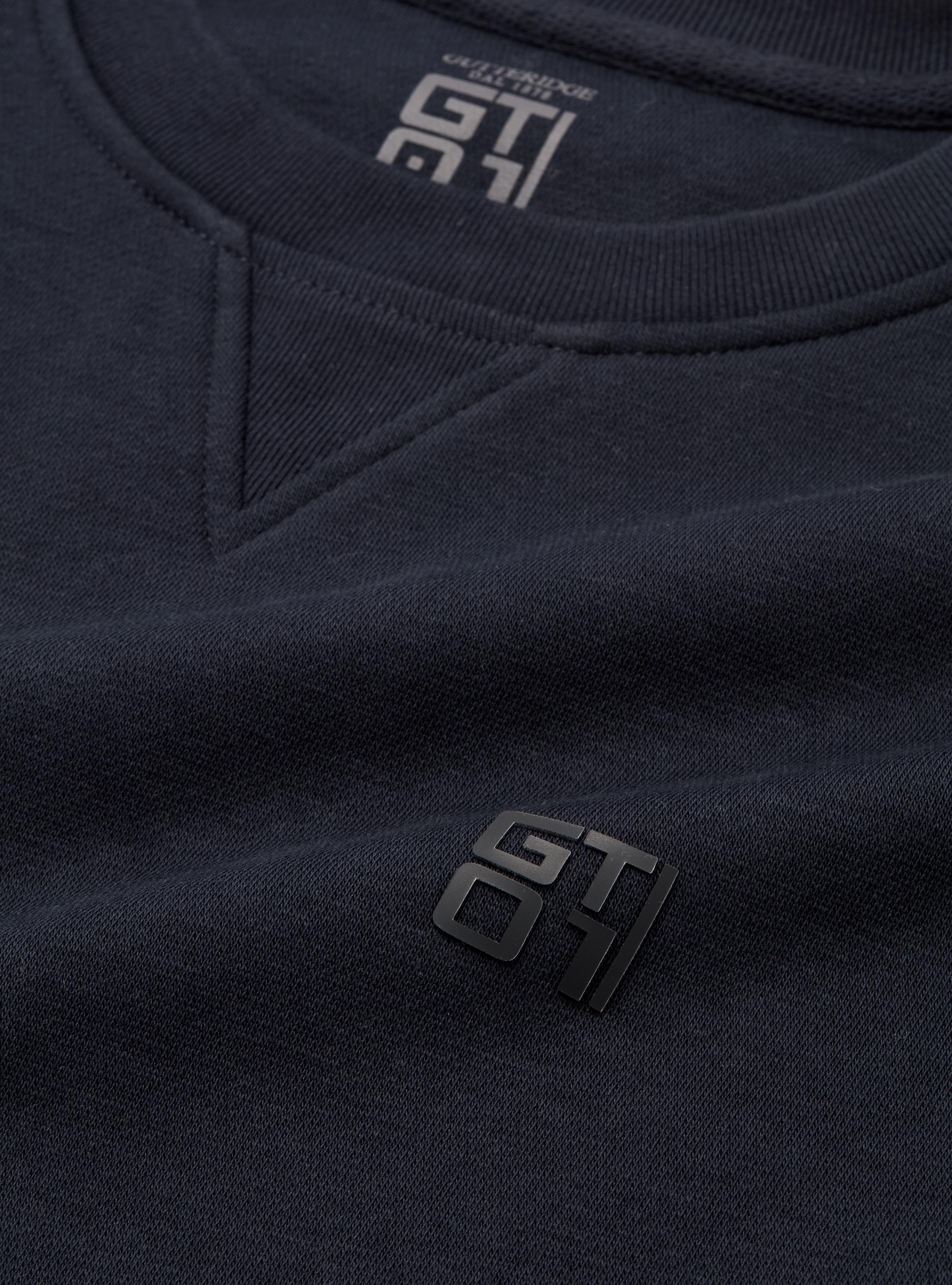 Crew neck sweatshirt with rubberised logo GT01, NAVY BLUE