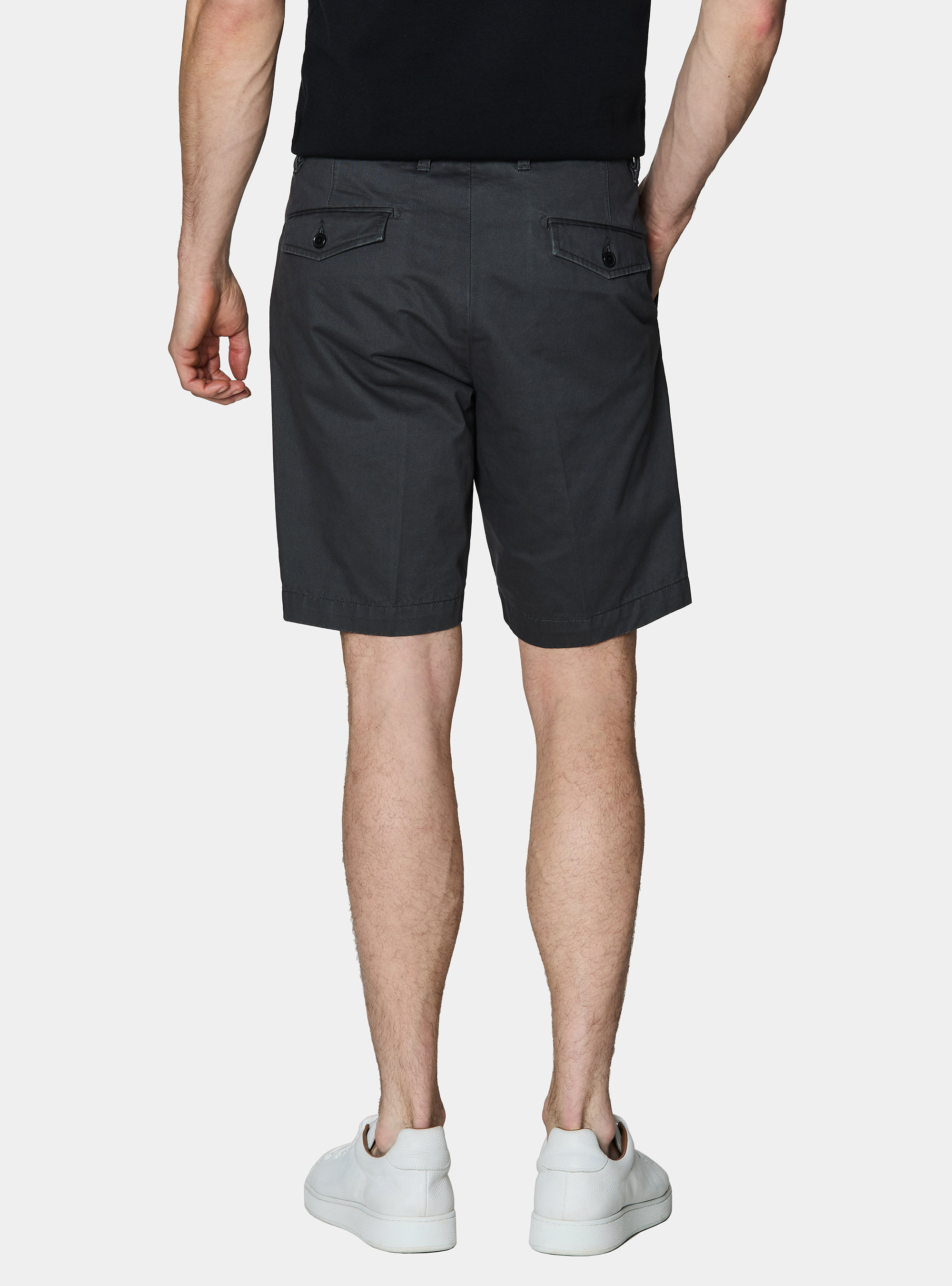 Cotton twill chino Bermuda shorts, ASPHALT GREY