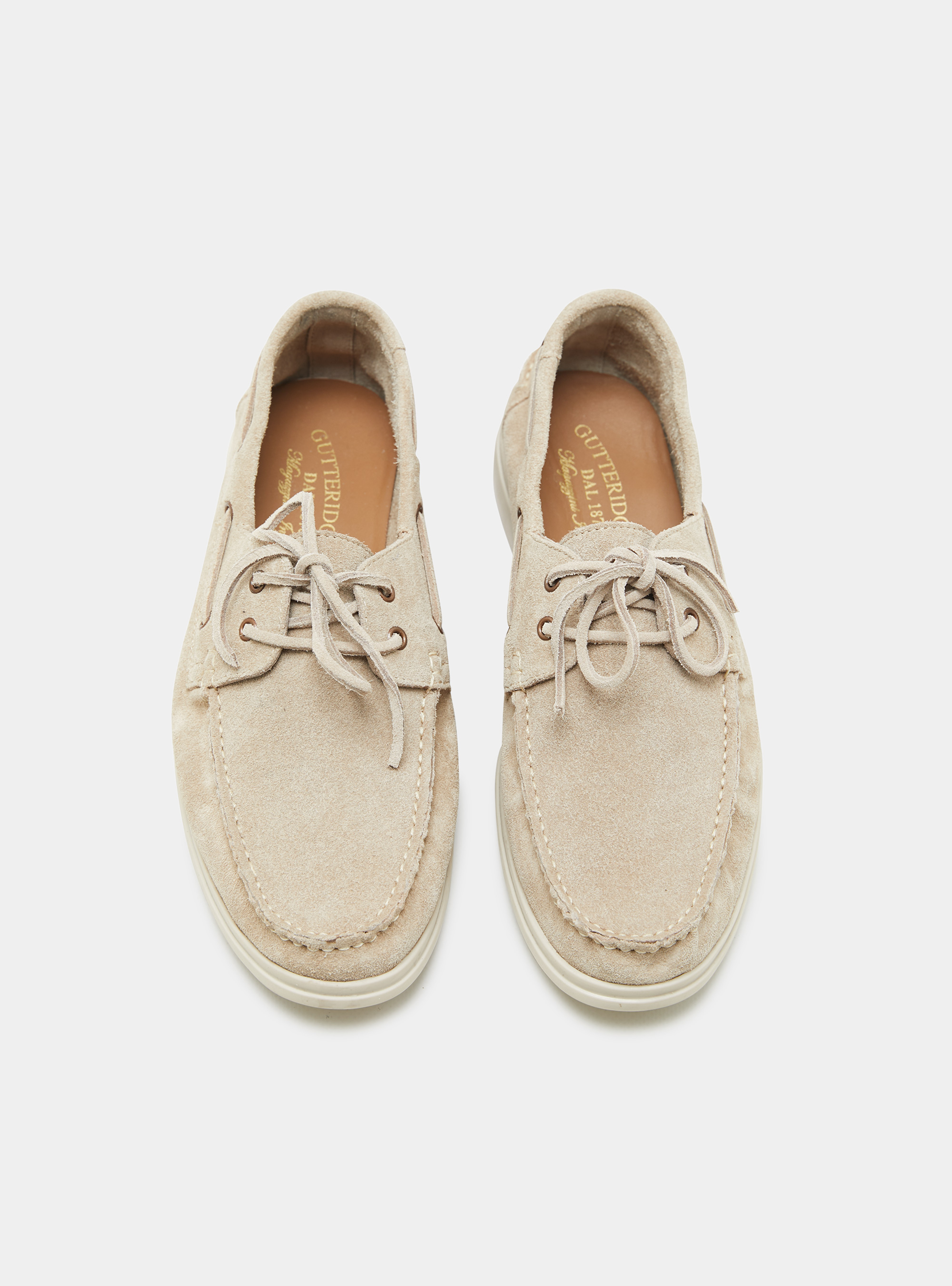 Suede lace-up loafers, ECRU