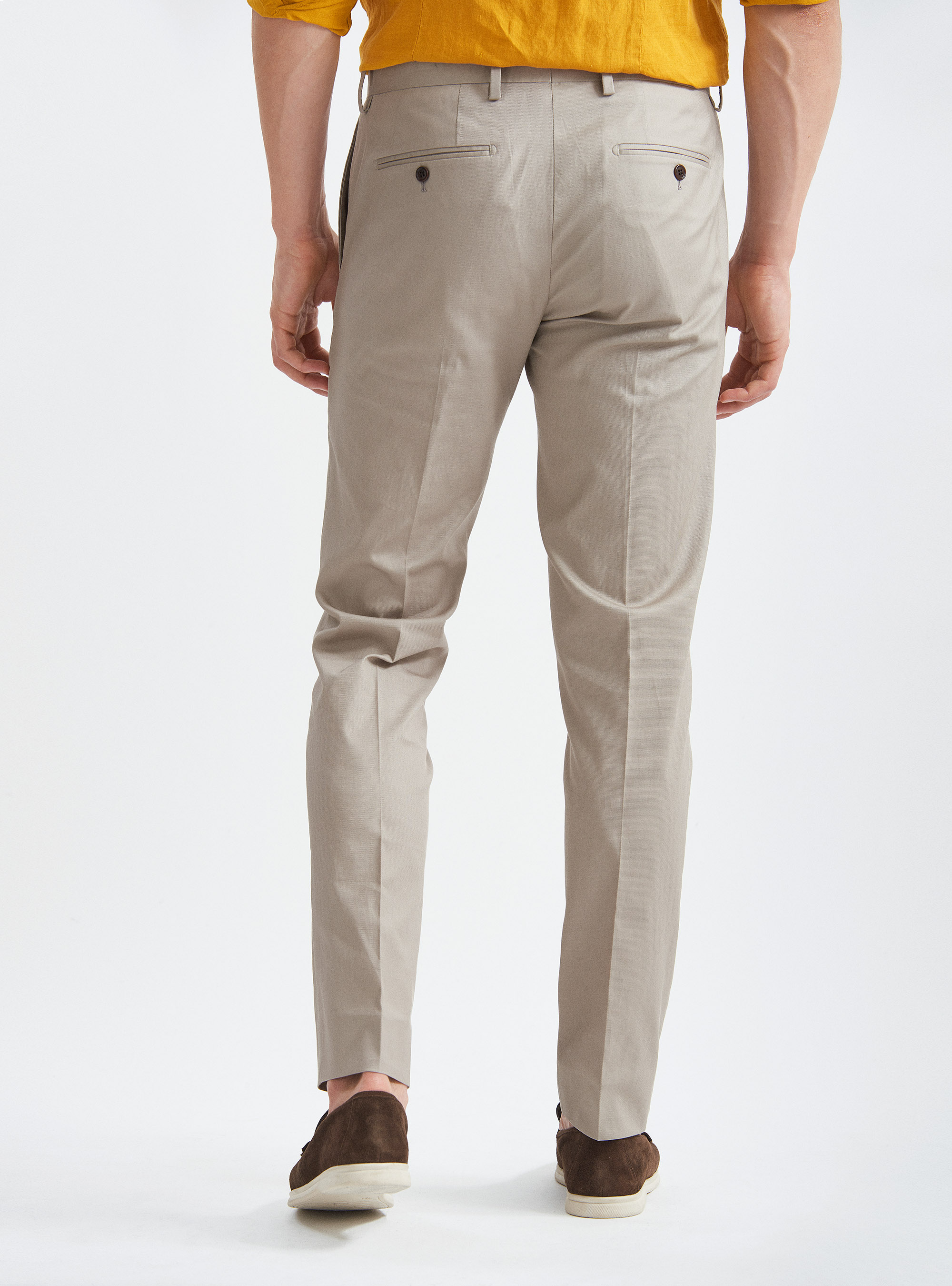 Armoured stretch cotton suit trousers, MUD