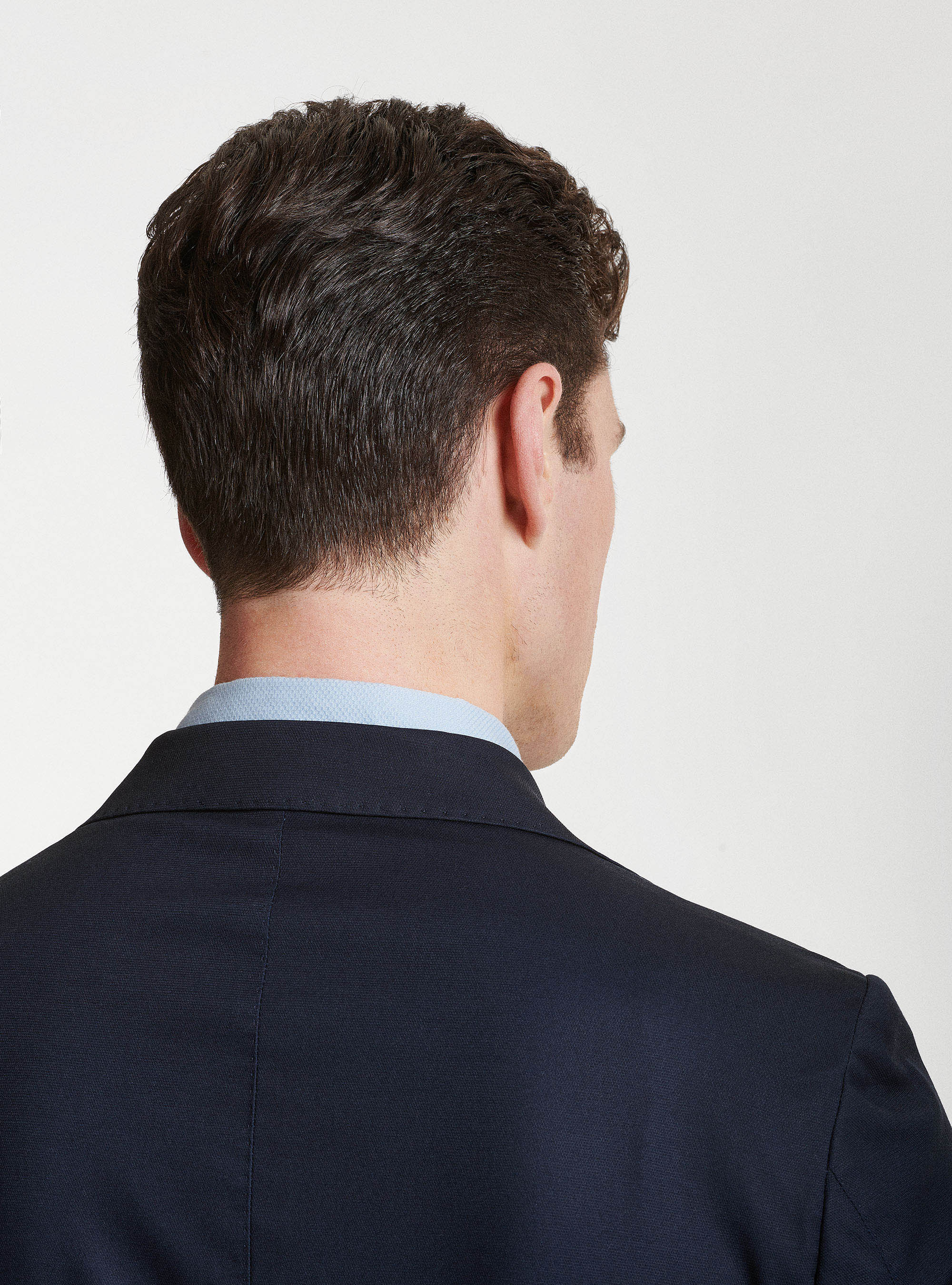 Veste de costume en coton blind&eacute;, BLEU MARINE