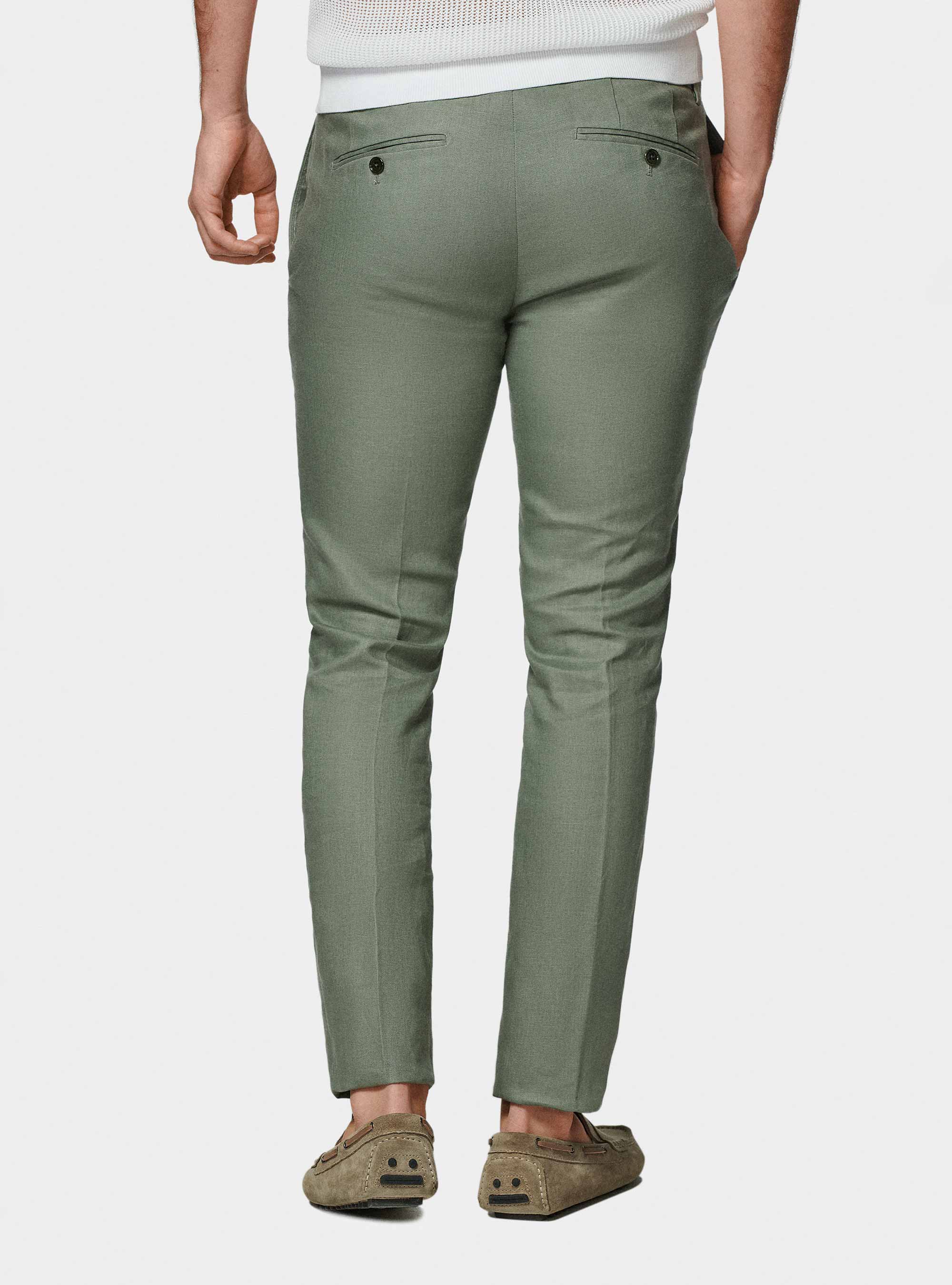 Pure linen suit trousers, SALVIA 0602C