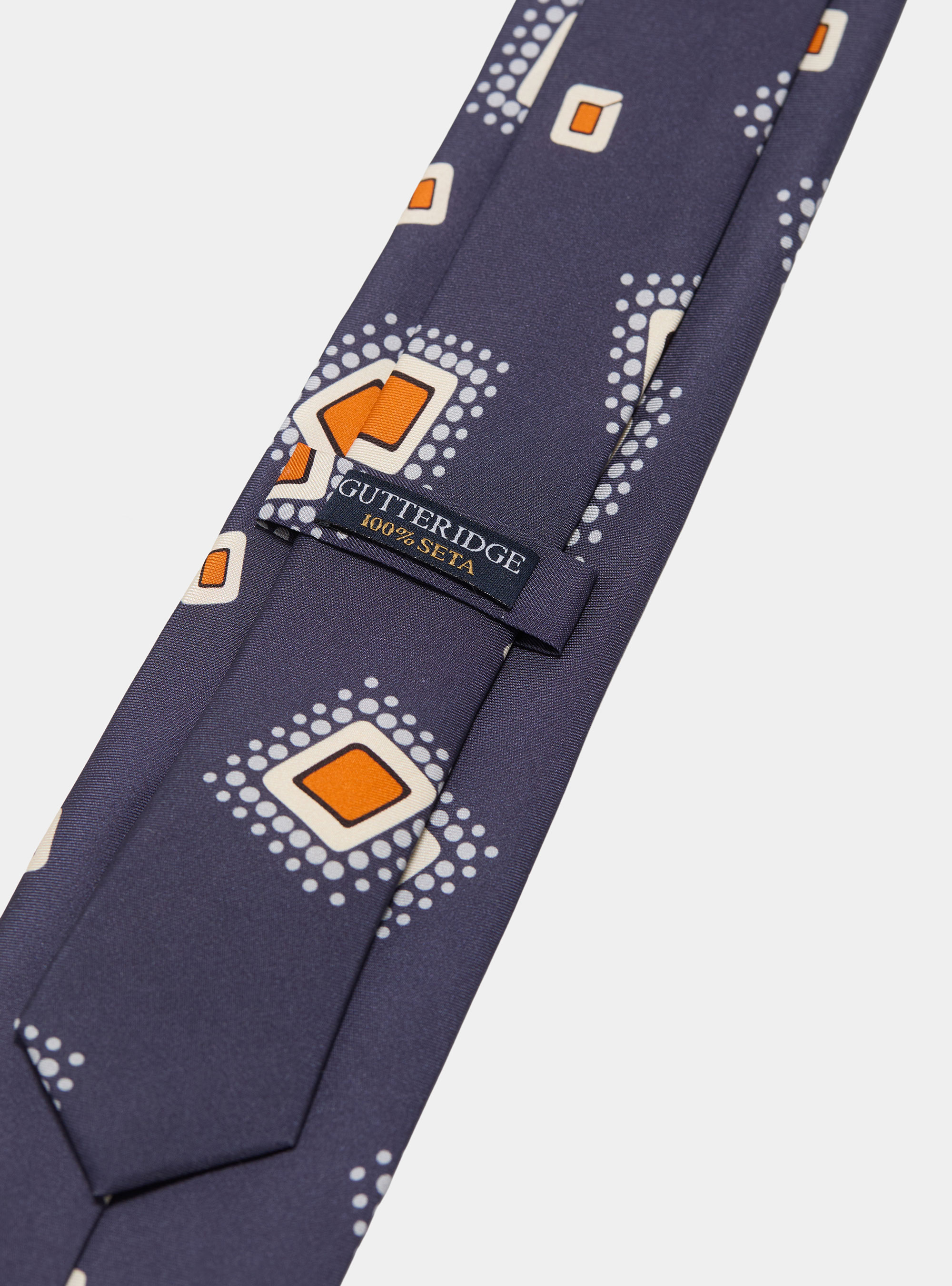 Cravate en twill de soie &agrave; imprim&eacute; g&eacute;om&eacute;trique, BLEU MARINE