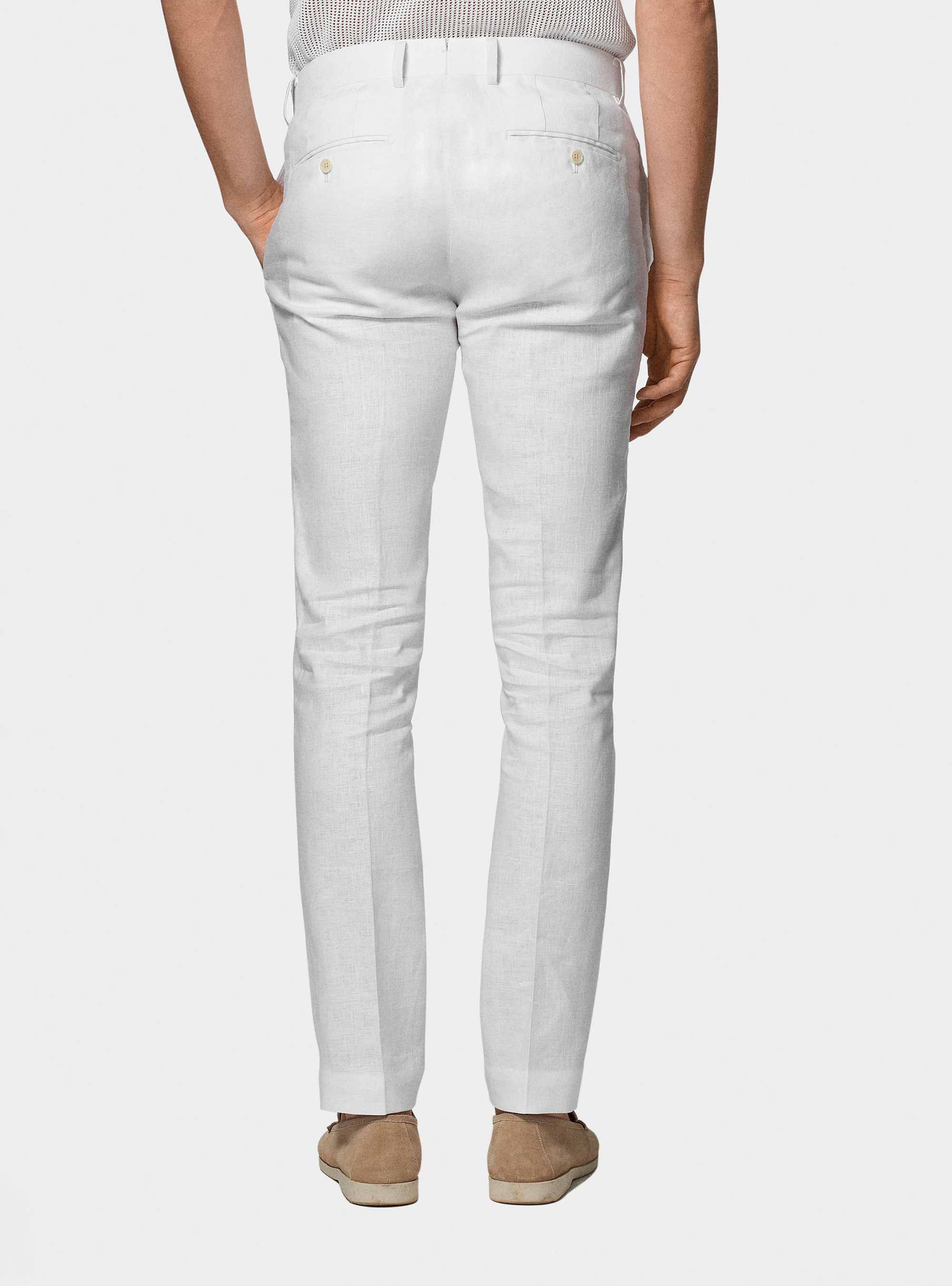 Pantalon de costume en pur lin, BLANC